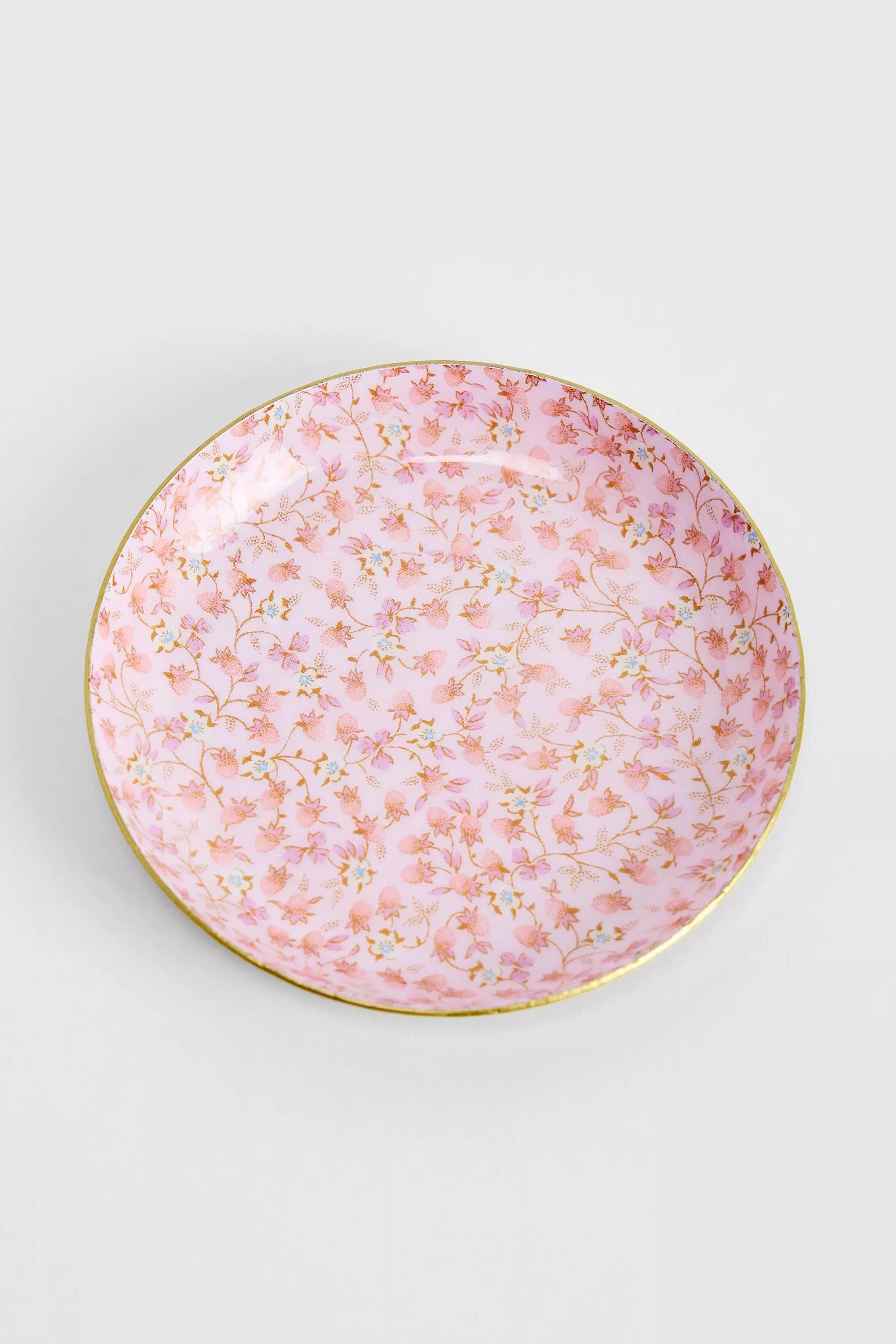 Red Strawberry Vine Trinket Dish, PINK, large image number 0