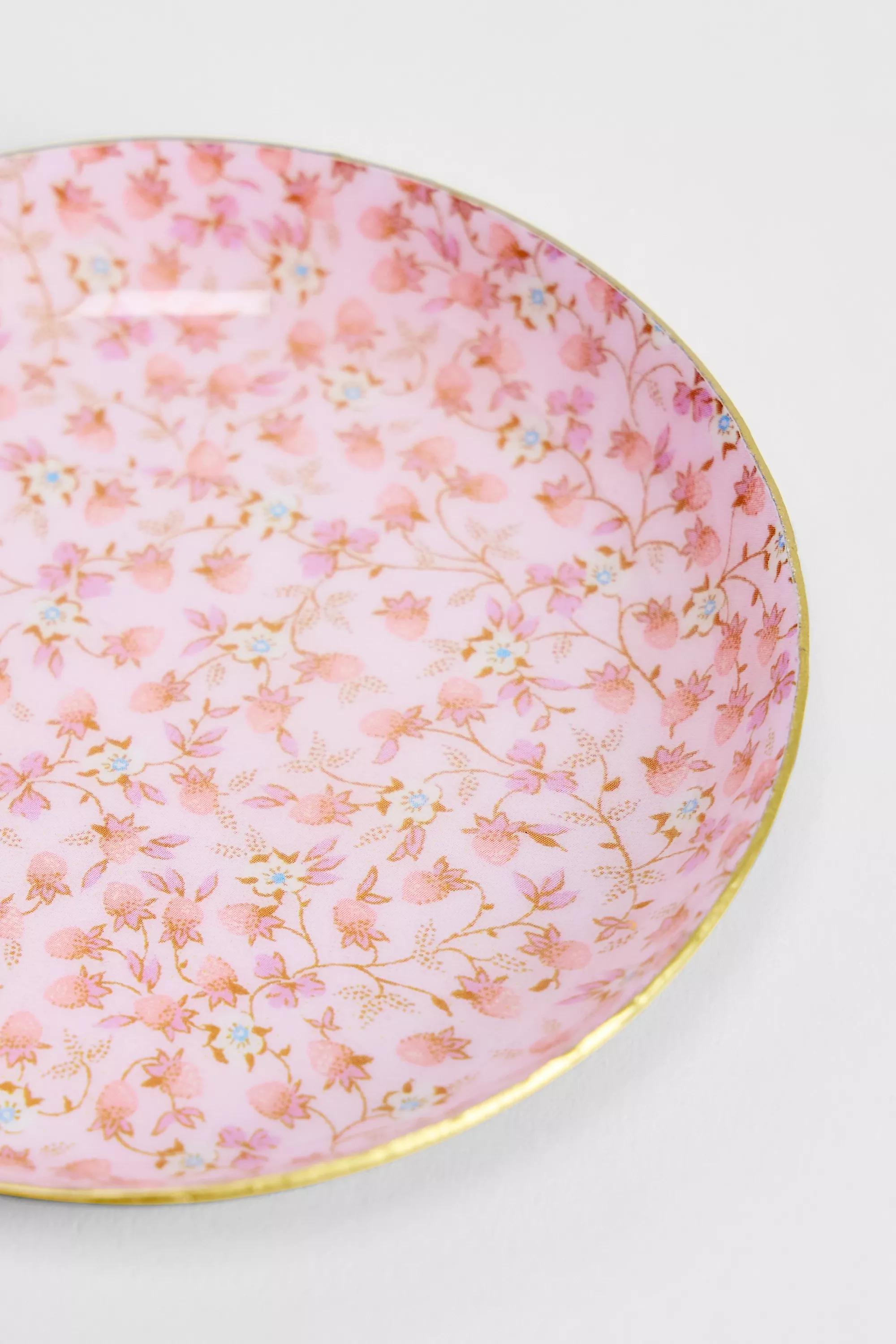 Red Strawberry Vine Trinket Dish, PINK, large image number 1