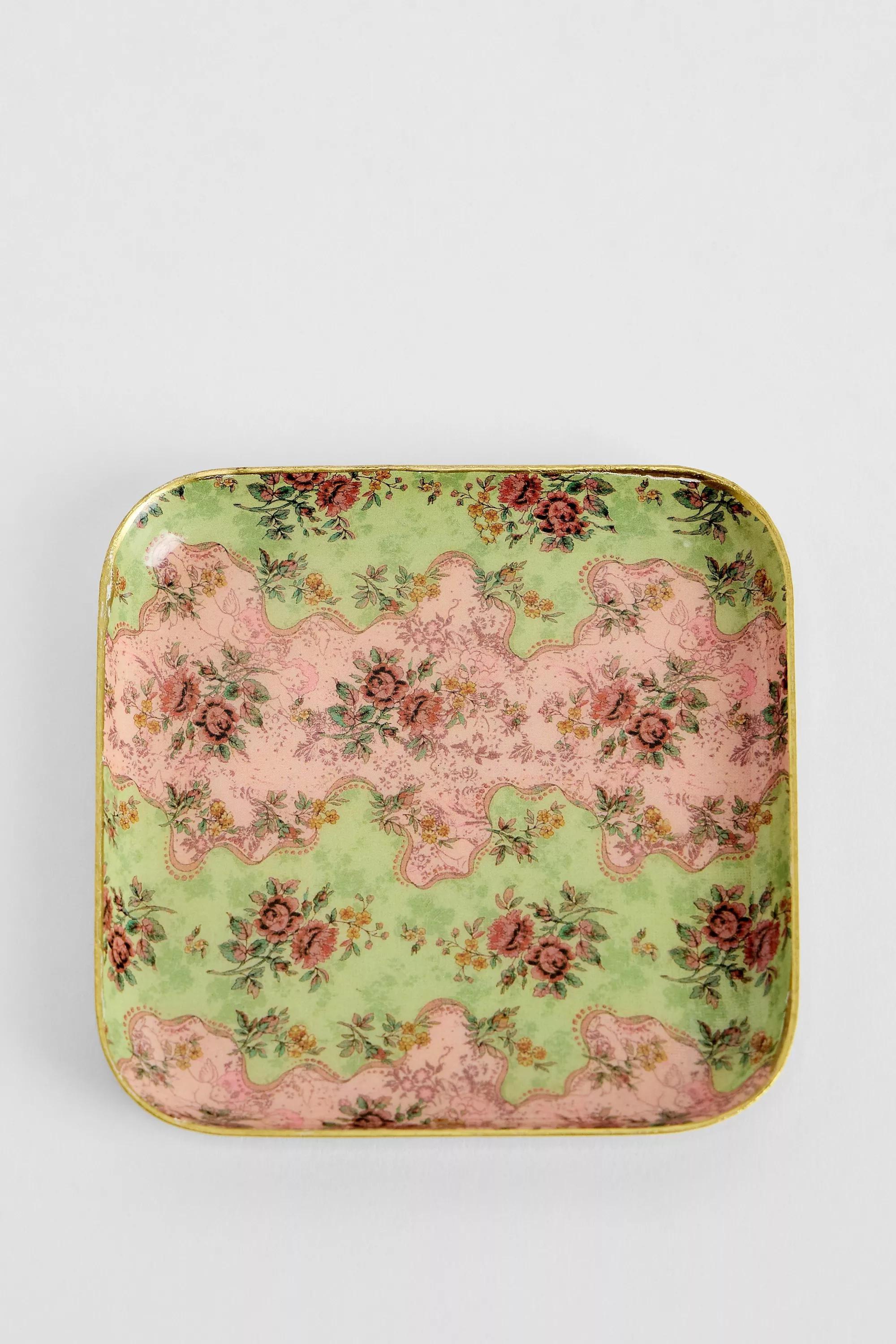 Multicolour Wallpaper Floral Trinket Dish, ASSORT, large image number 0