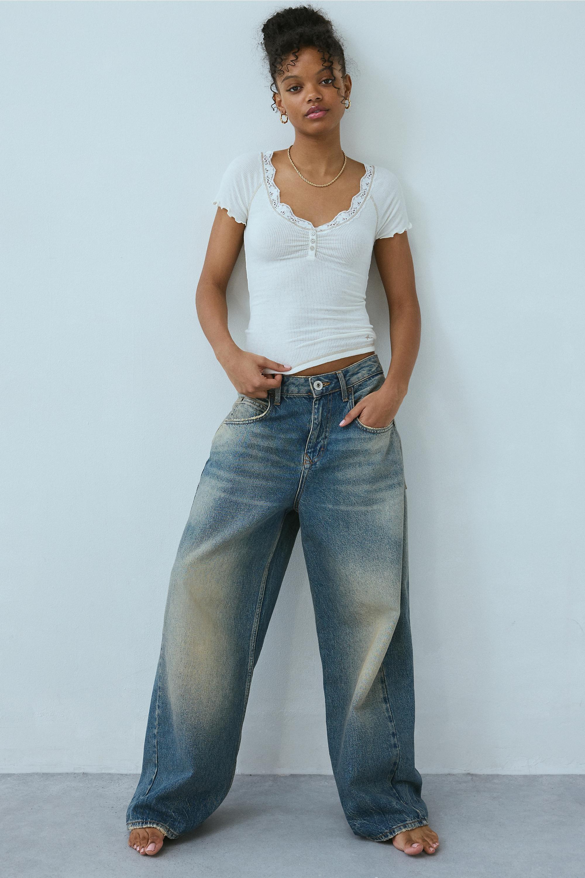 White Out From Under Diana Lace Henley T-Shirt, IVRY, large image number 2