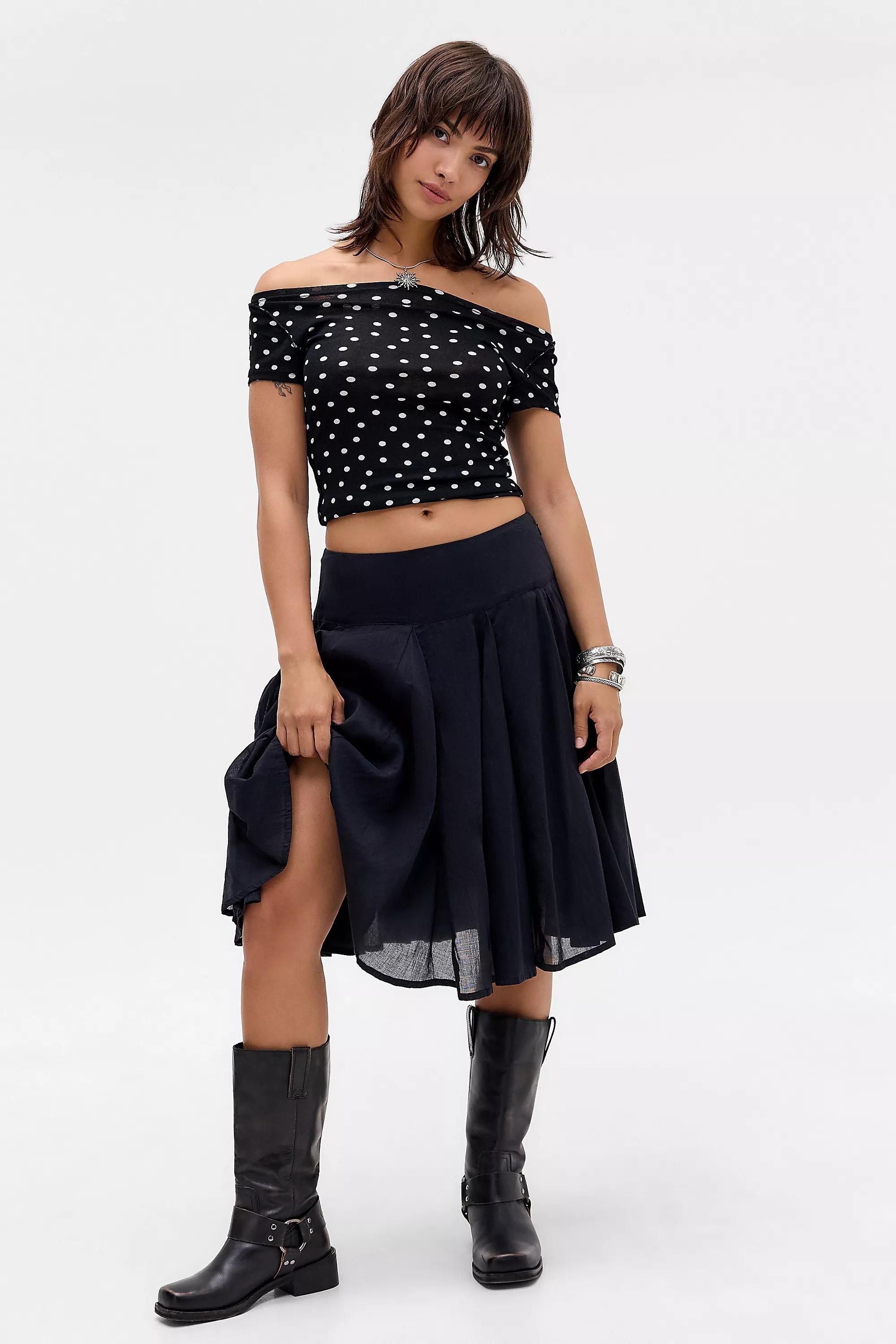 UO Olga Godet Voile Midi Skirt, , large image number 1