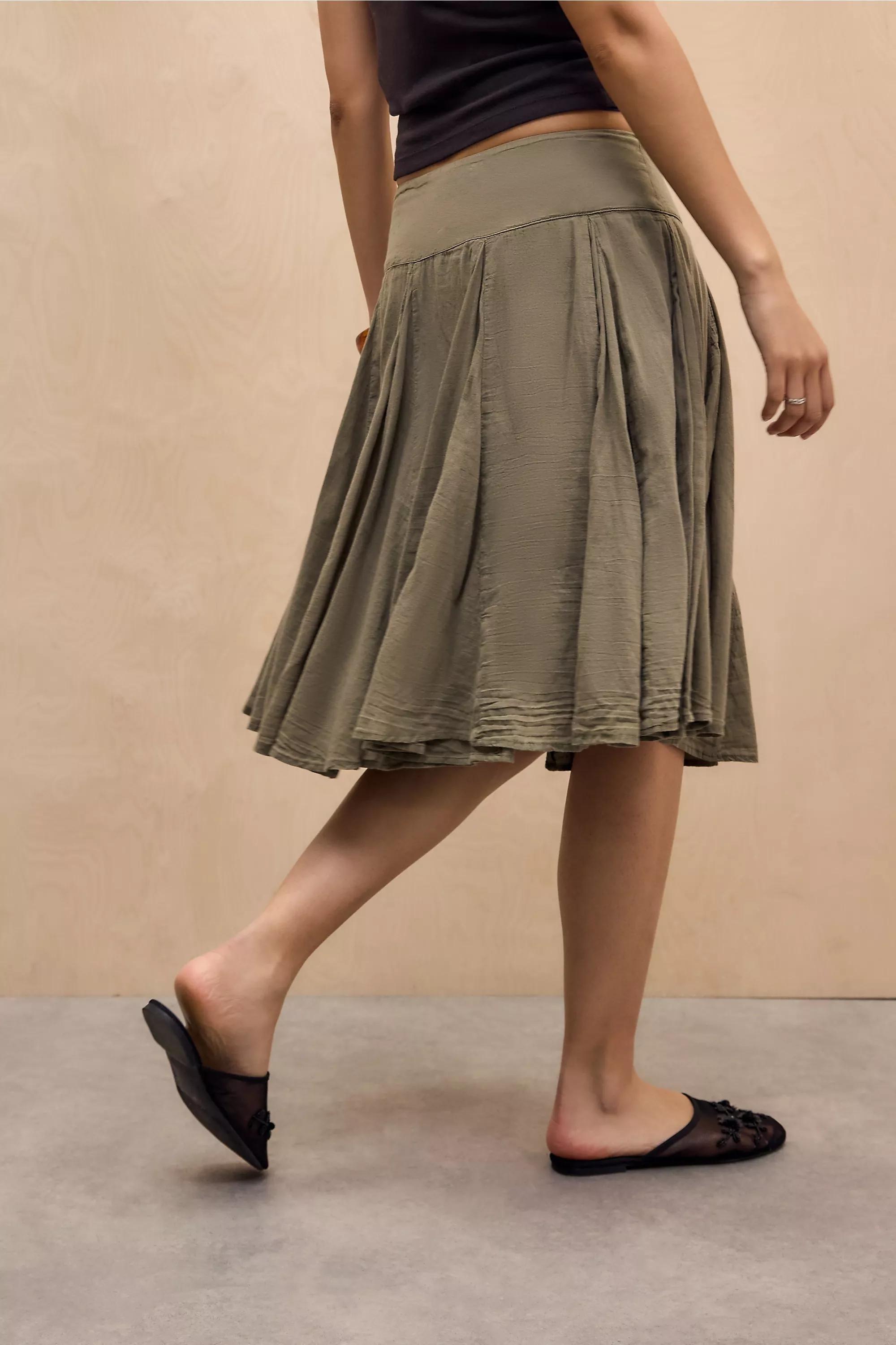 KHAKI UO Olga Godet Voile Midi Skirt, KHAKI, large image number 5