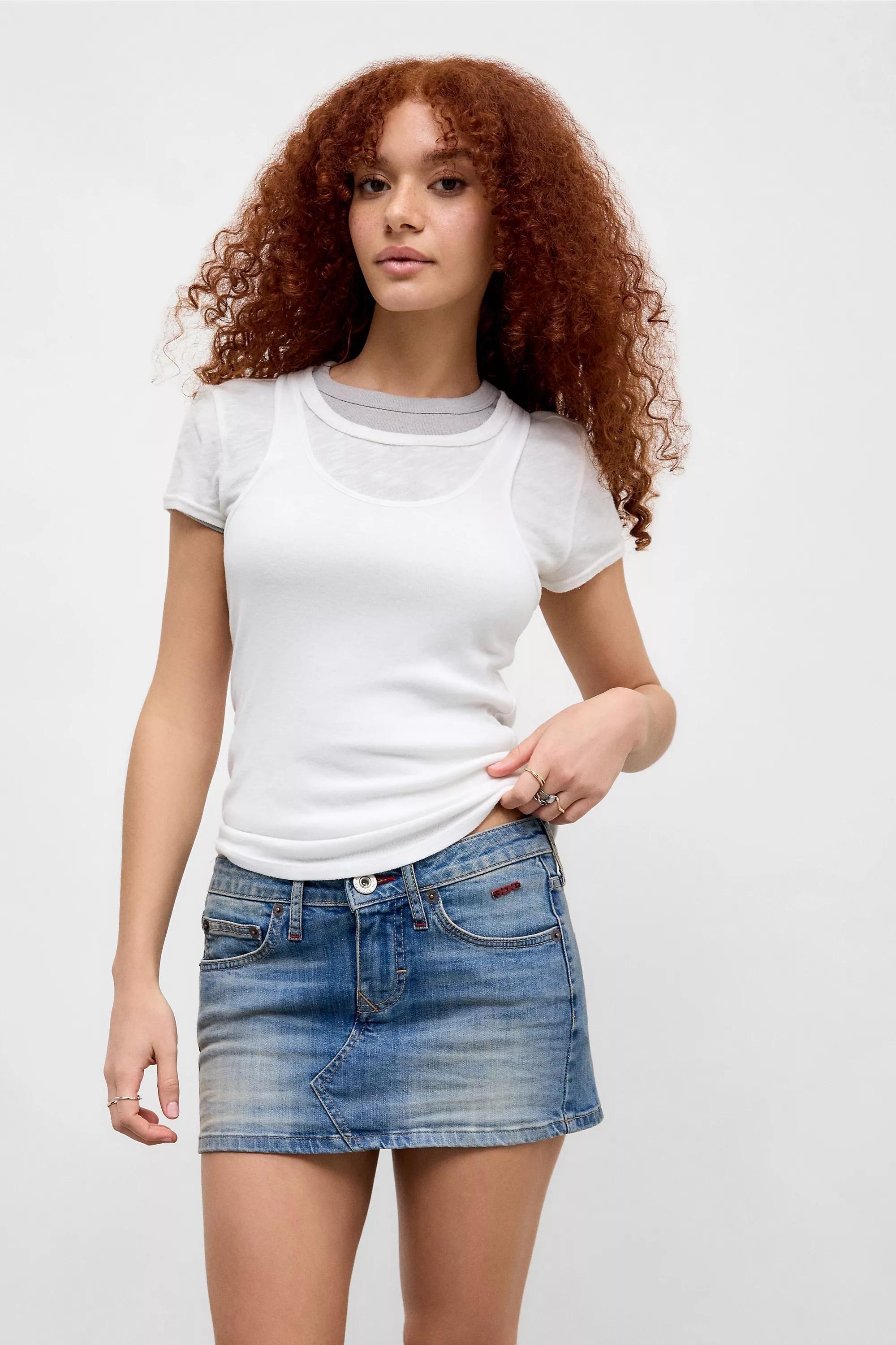 White Bdg Mid Blue Ultimate Denim Mini Skirt, VINTAGE DENIM MEDIUM, medium