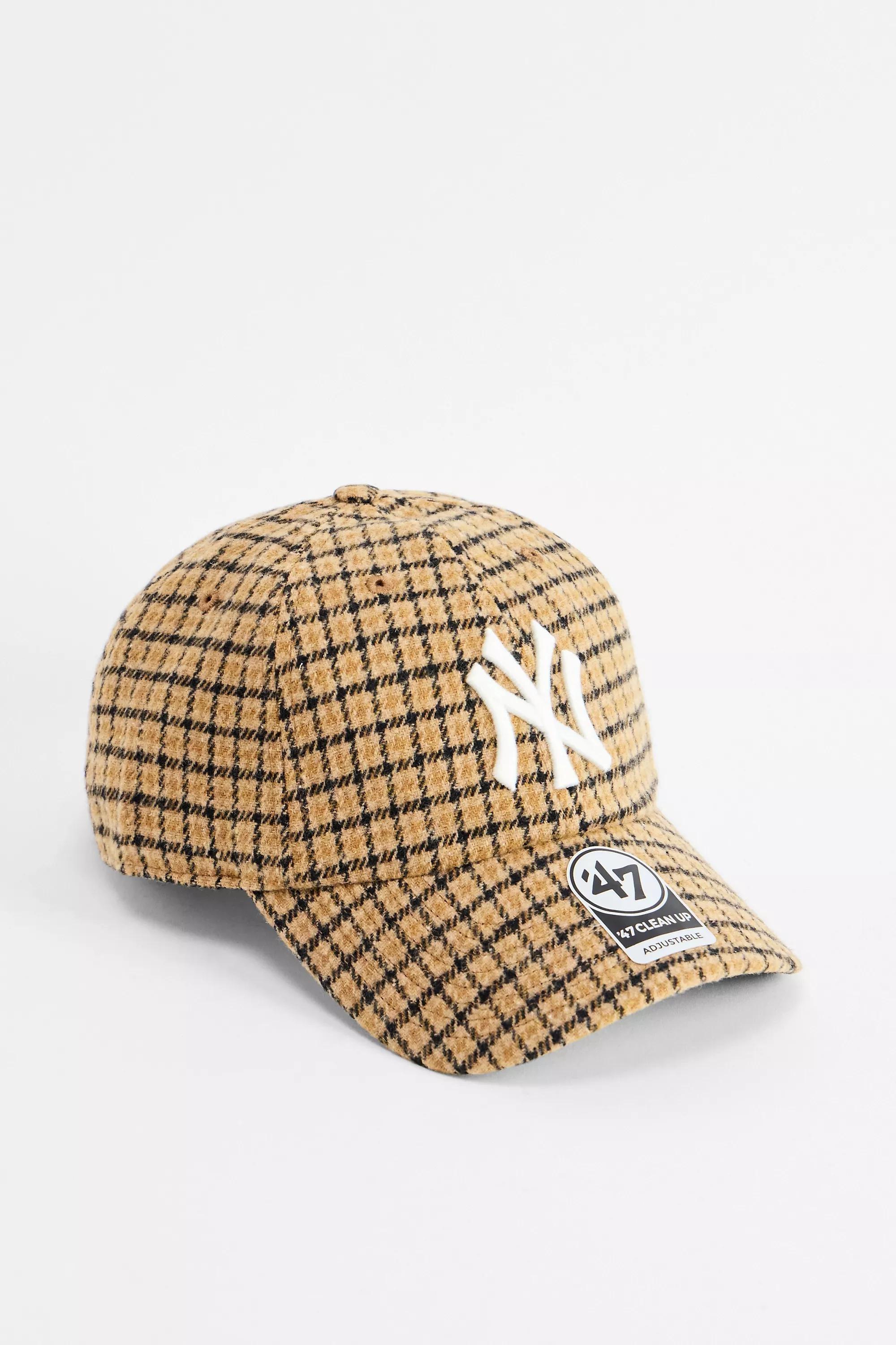 BROWN '47 Brand Brown Check NY Yankees Clean Up Cap, BRN, medium