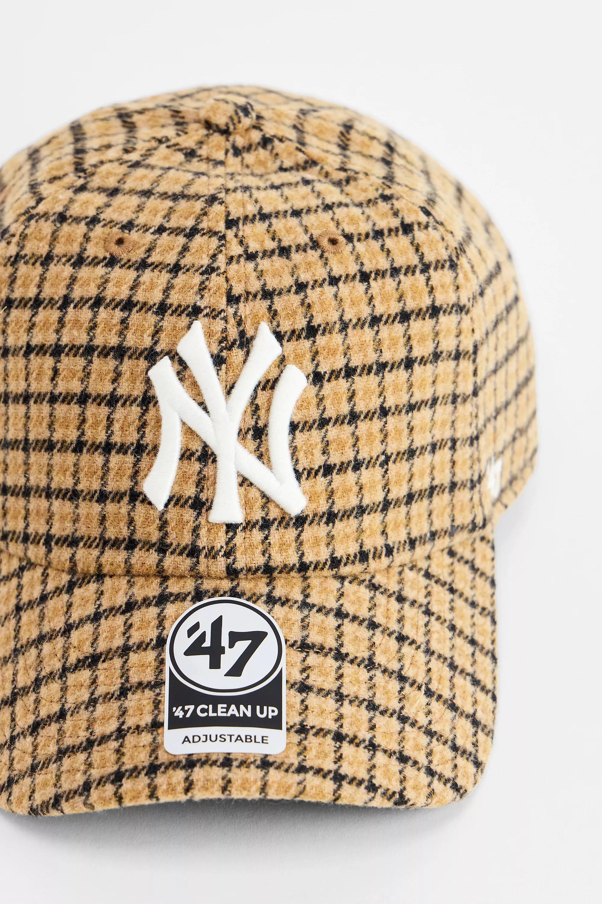 BROWN '47 Brand Brown Check NY Yankees Clean Up Cap, BRN, medium