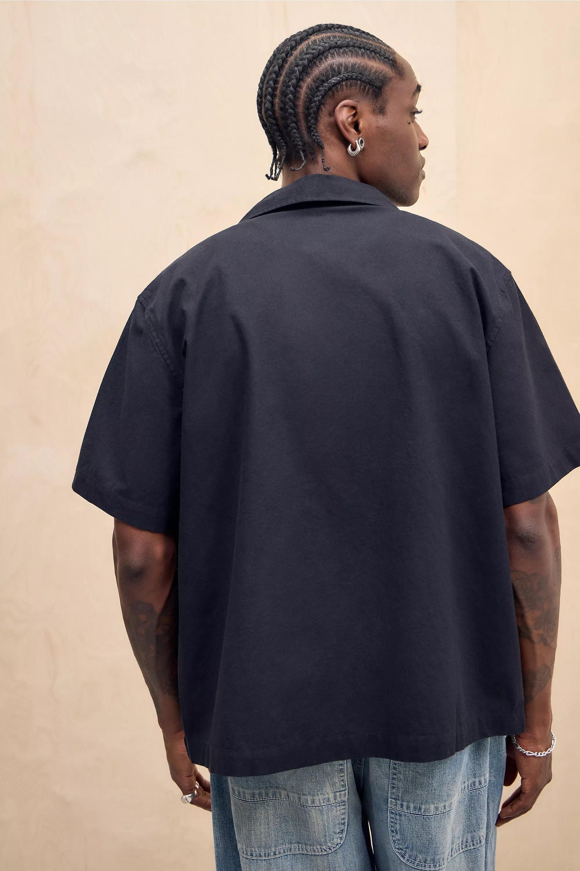 Black Bdg Embroidered Short Sleeve Shirt, BLK, large image number 3