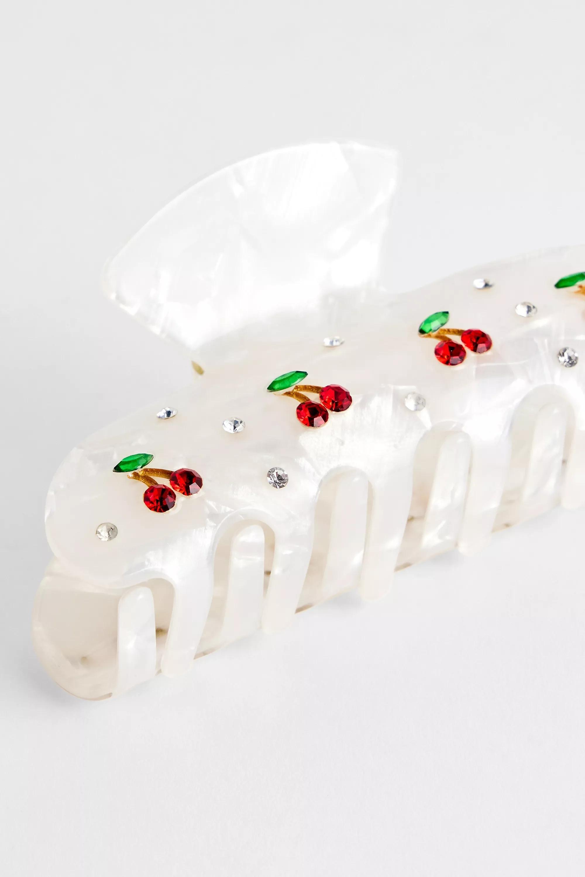 White Uo Diamant Cherry Claw Clip, WHT, large image number 2