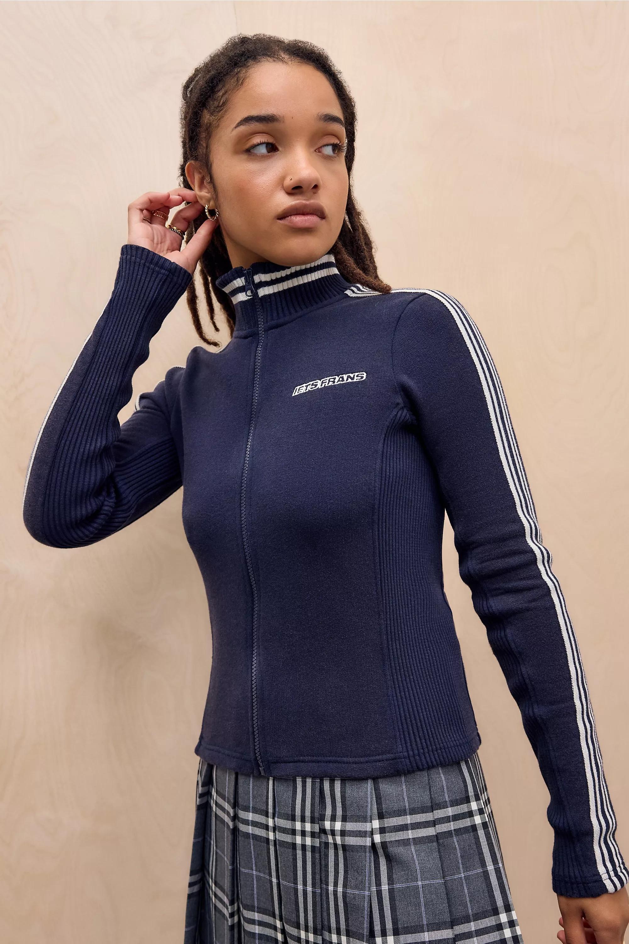 Navy Iets Frans...Trip Stripe Track Top, NAVY, large image number 1