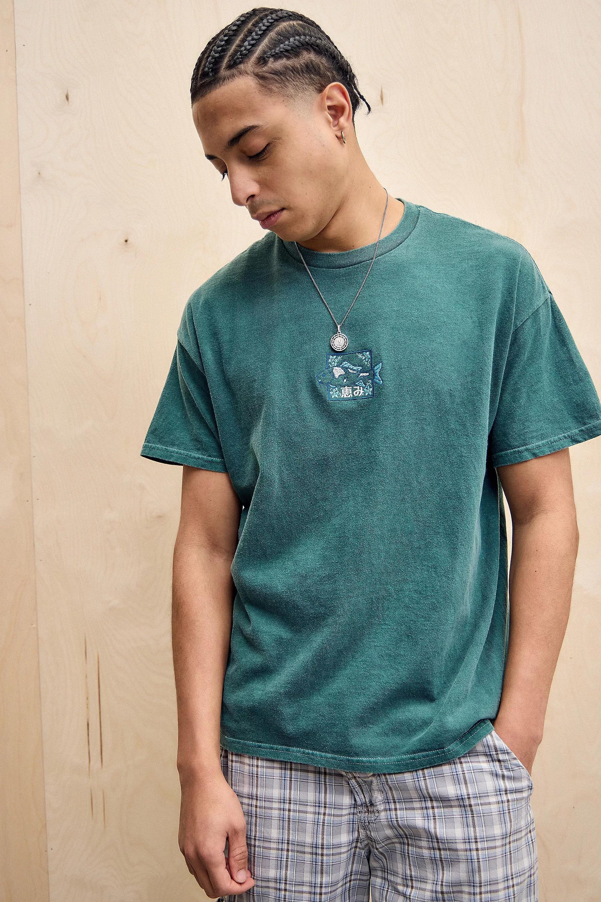 Green Uo Green Embroidered Fish T-Shirt, , large image number 0