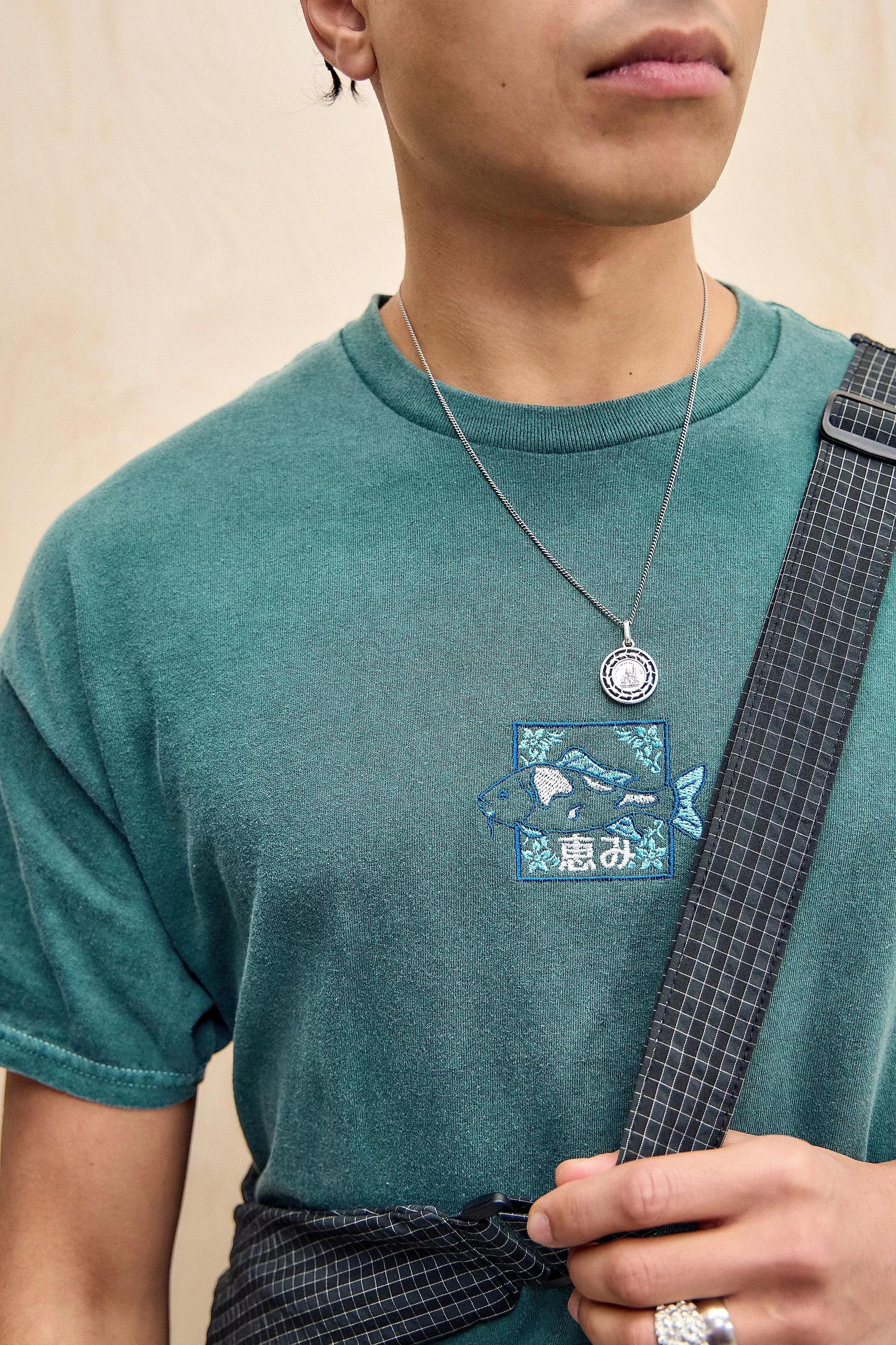 Green Uo Green Embroidered Fish T-Shirt, GRN, medium