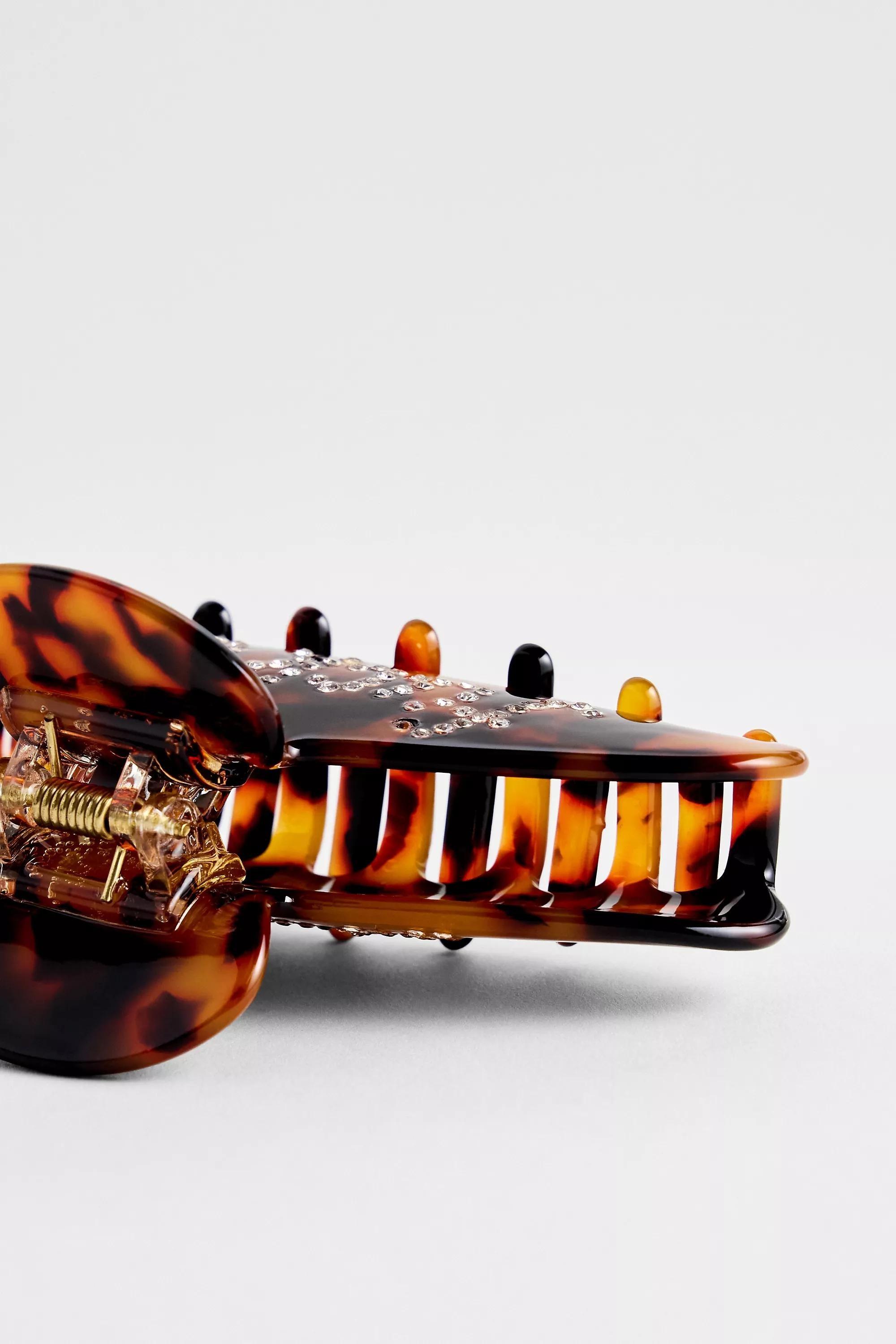 Brown Uo Diamant Printed Claw Clip, BRN, large image number 2