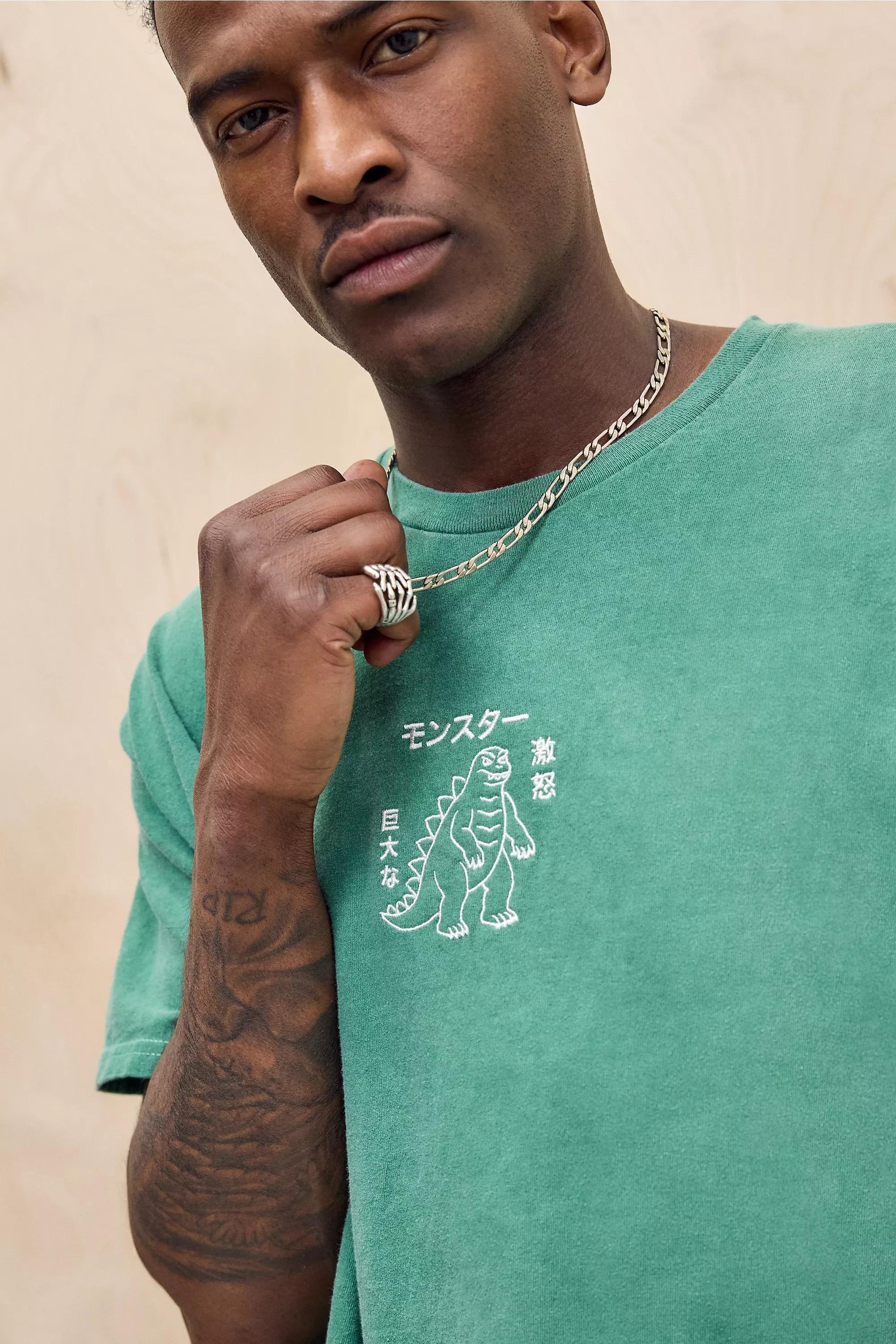 Green Uo Printed Embroidered T-Shirt, GRN, large image number 2