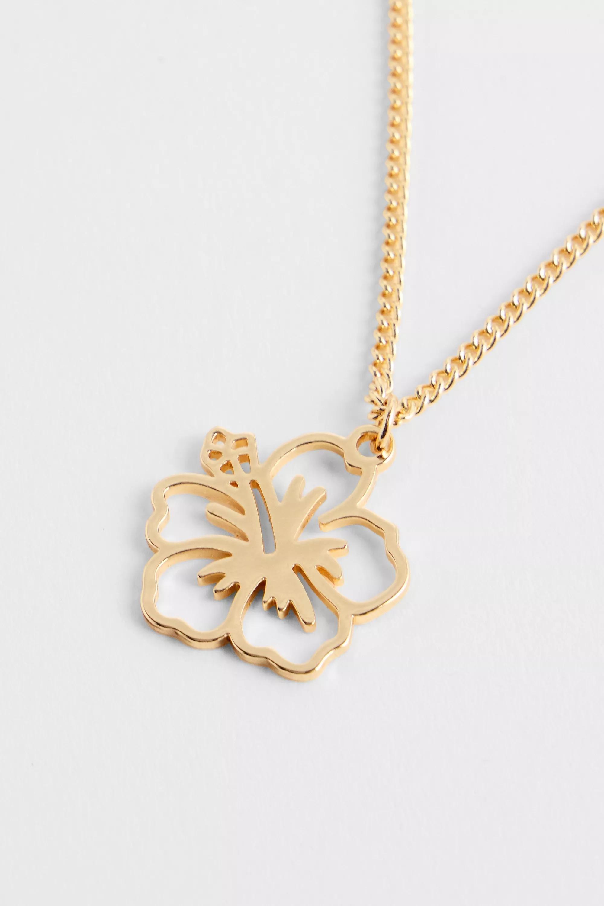 Gold Silence + Noise Hibiscus Pendant Necklace, GOLD, large image number 1