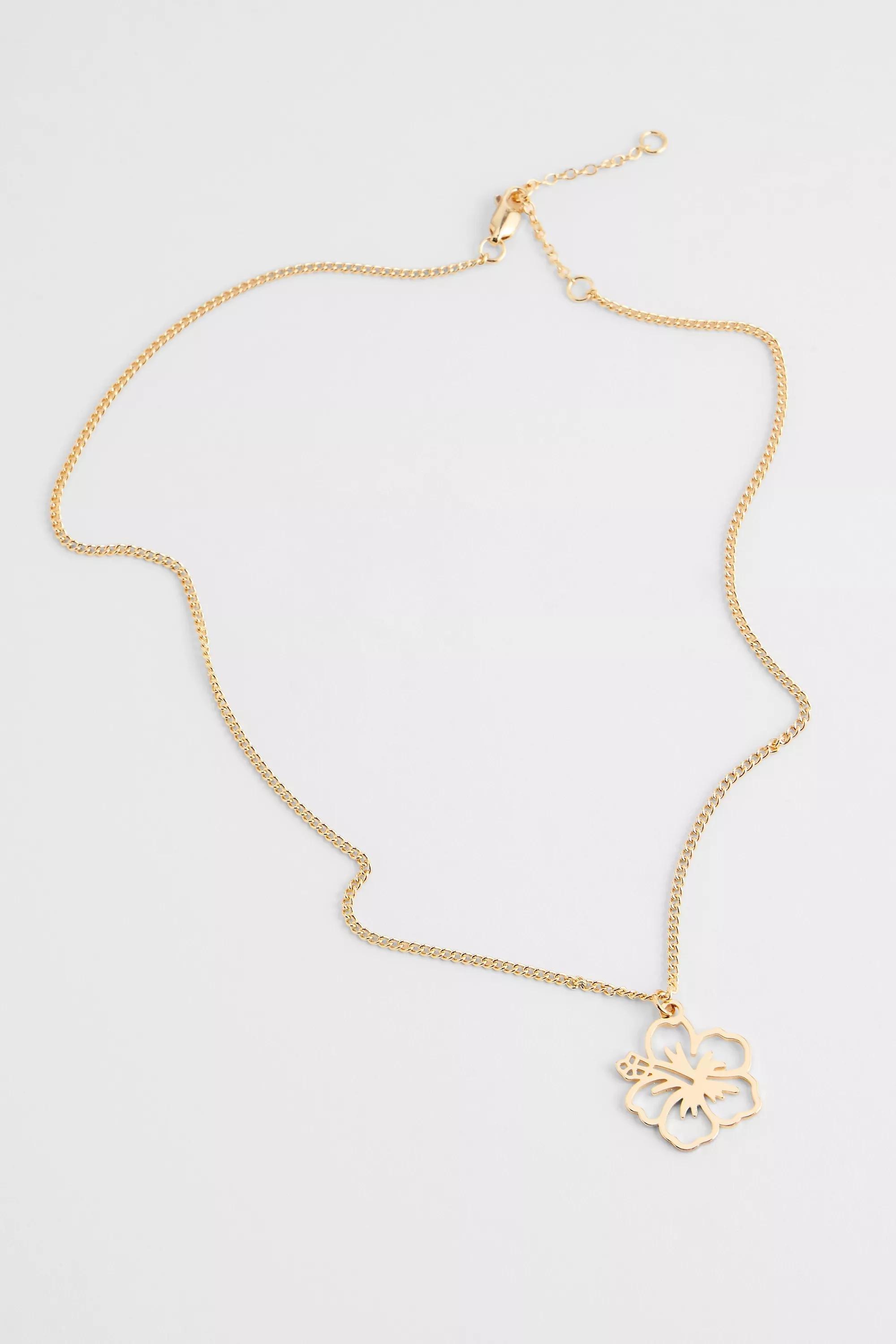 Gold Silence + Noise Hibiscus Pendant Necklace, GOLD, large image number 2
