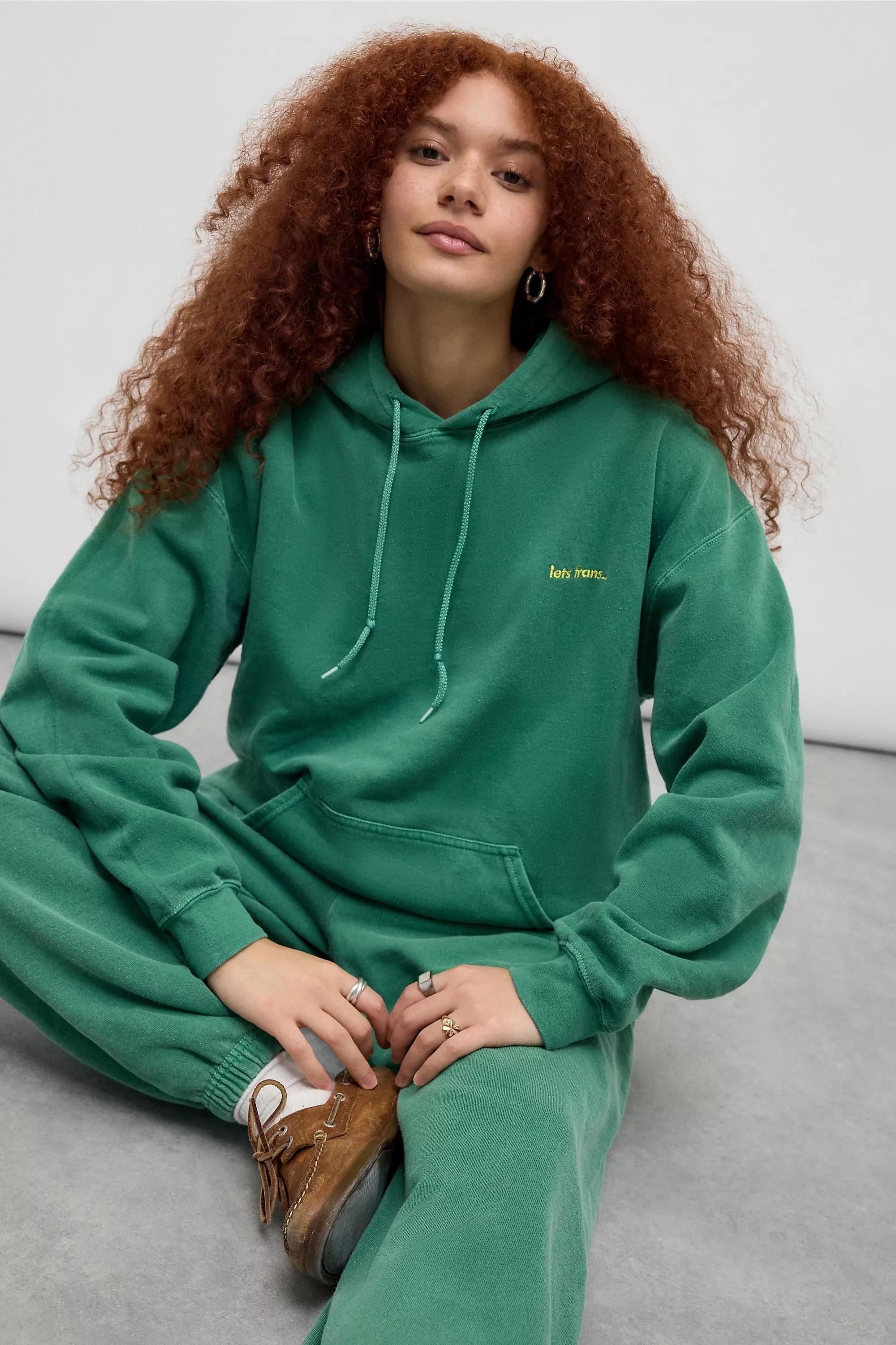 UO Racing Hoodie Sweater, GRN, medium