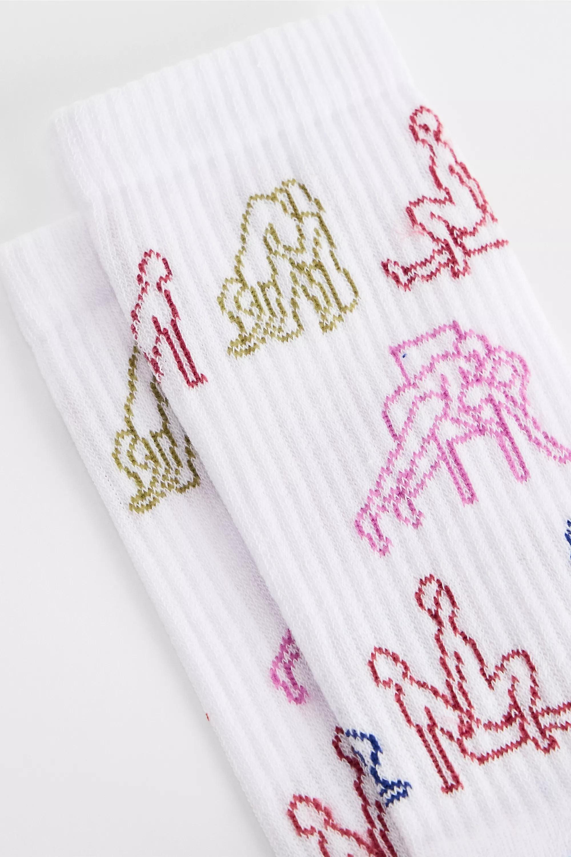 White Uo White Multi Pod Socks, WHT, medium