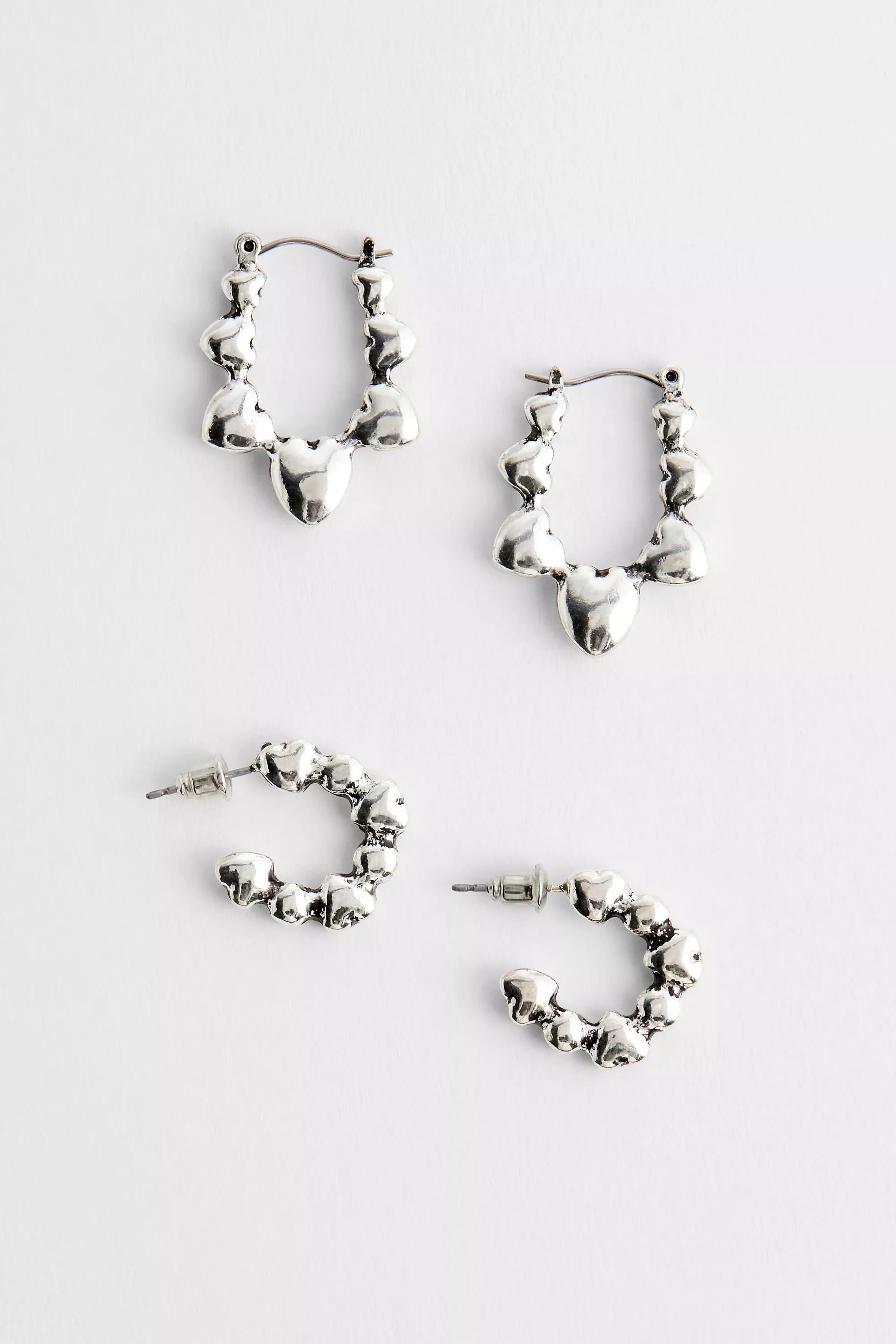 AE-2404036-5;HEART HOOP 2PK, SLVR, large image number 0