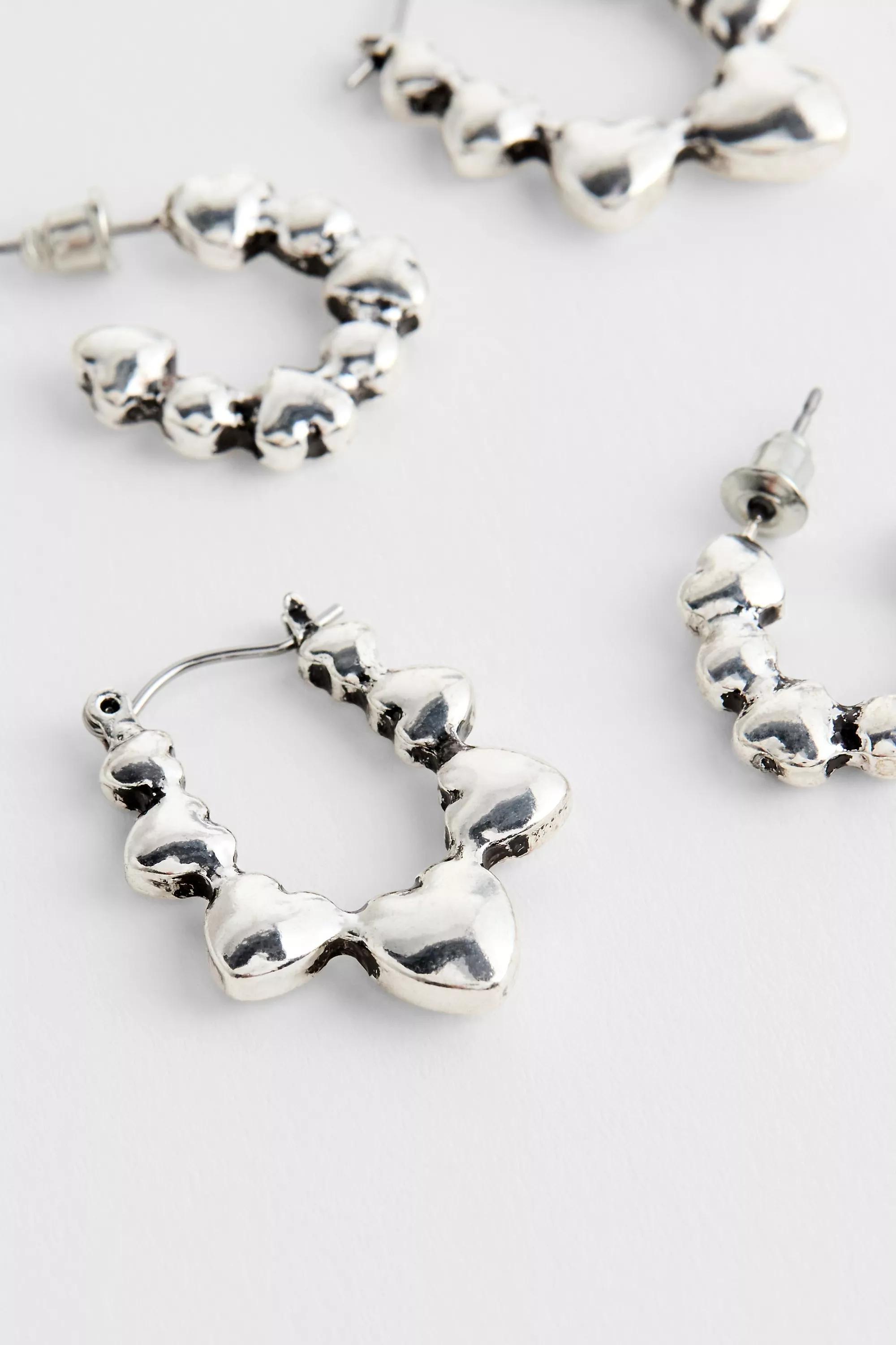 AE-2404036-5;HEART HOOP 2PK, SLVR, large image number 1