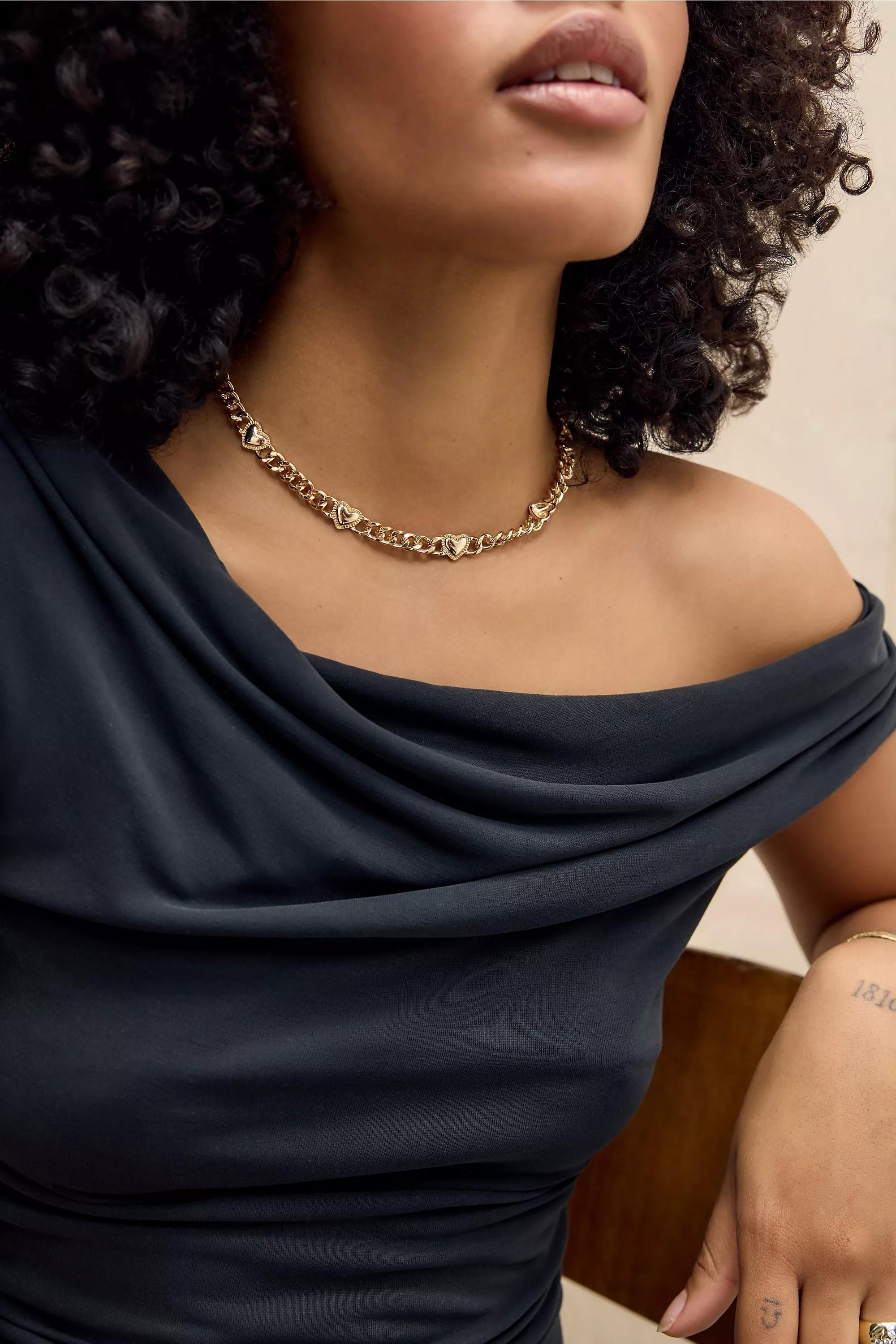 Silence + Noise Heart Chain Necklace, Gold, SLVR, large image number 1
