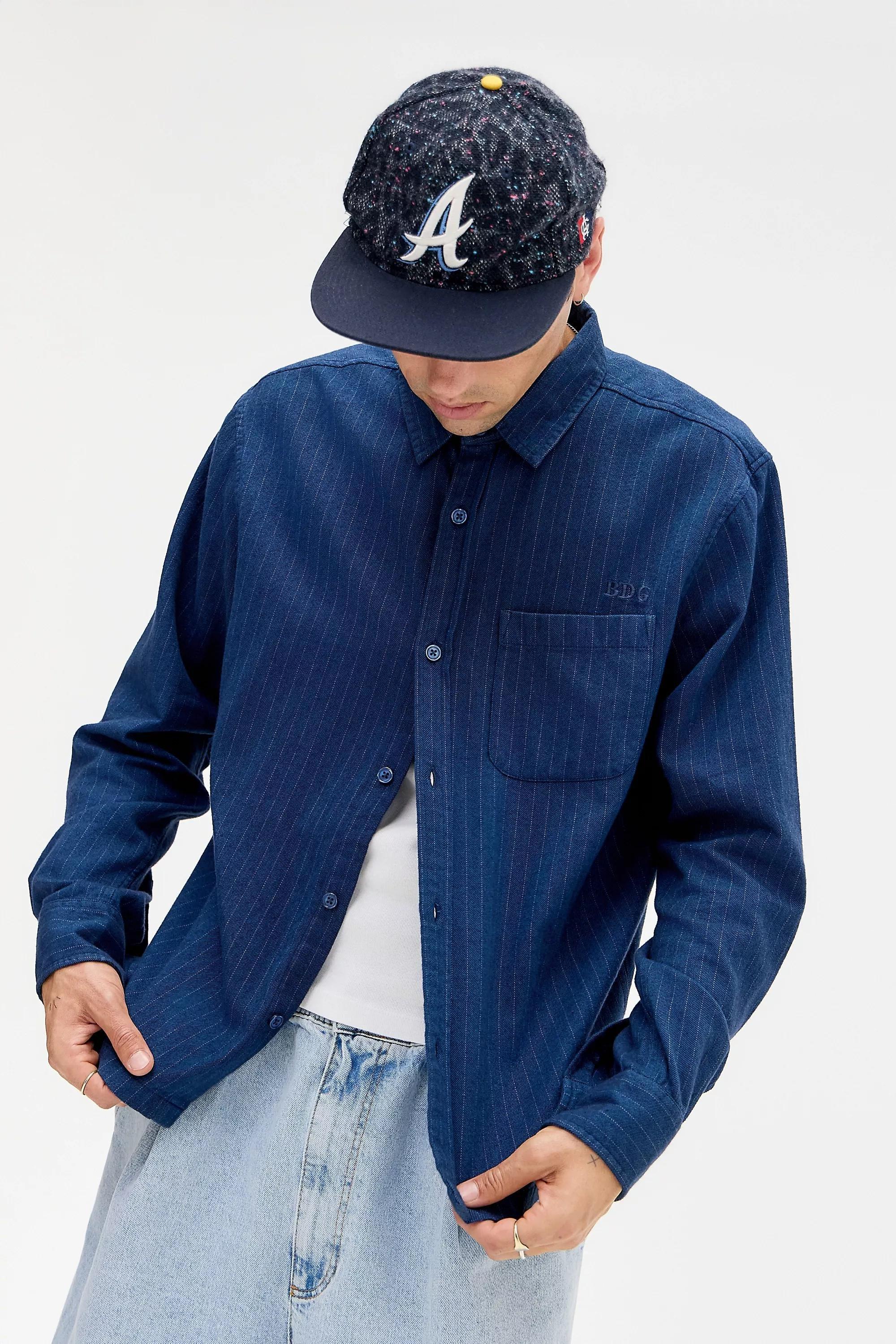 Navy Bdg Stripe Long Sleeve Shirt, , large image number 0