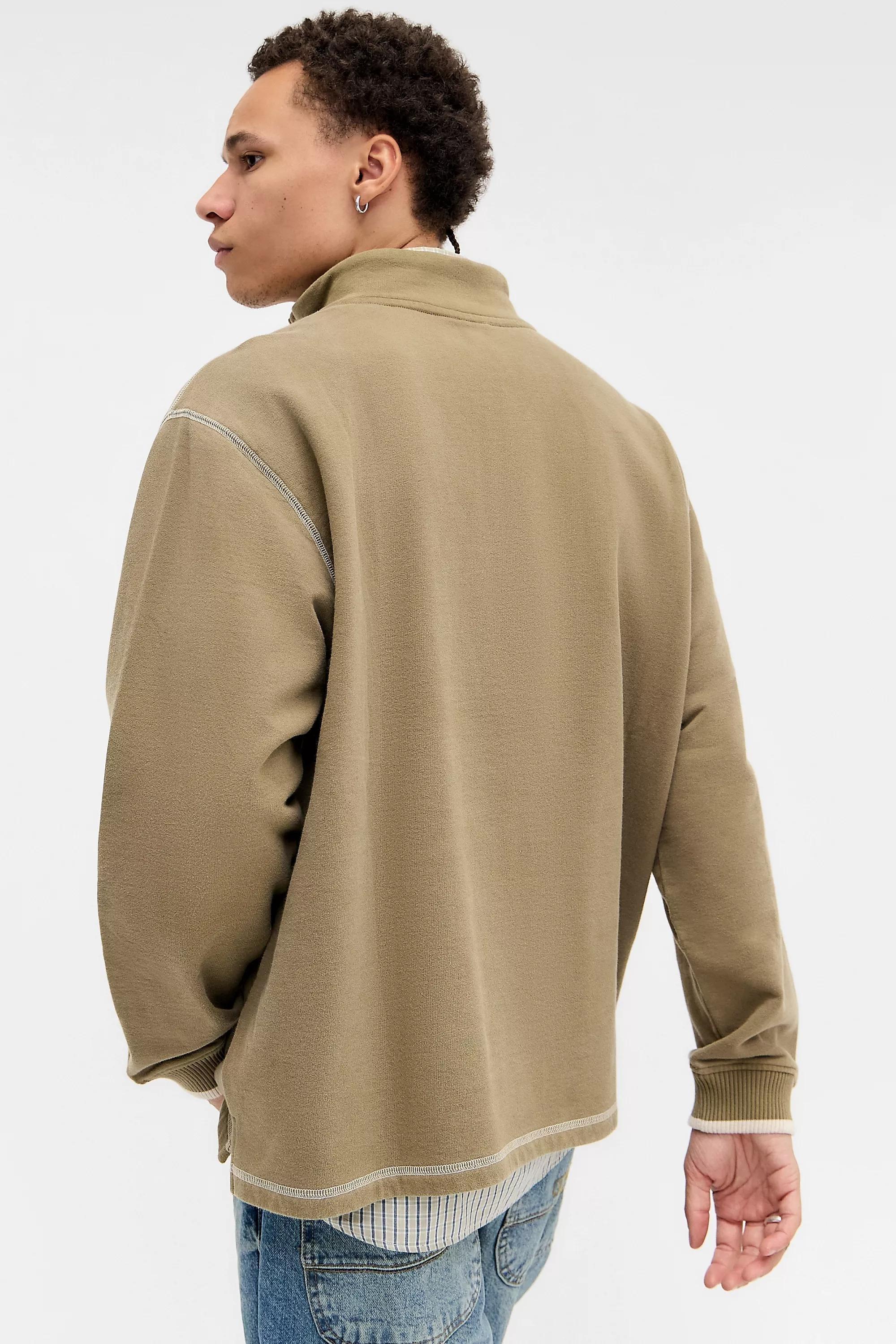 BDG Khaki Mock Neck Sweatshirt, KHAKI, large image number 3
