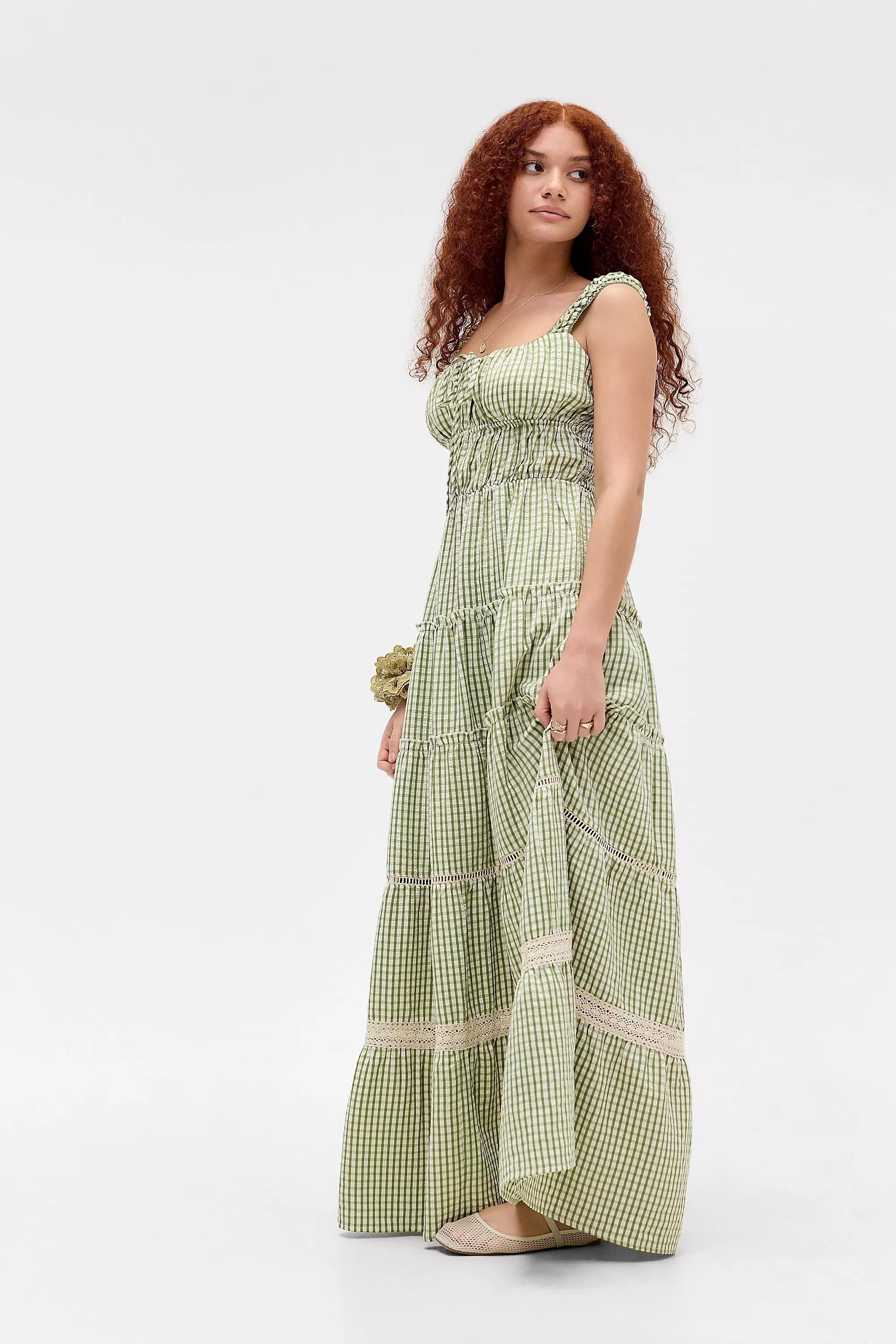 Green Checked Milkmaid Dress, , large image number 2