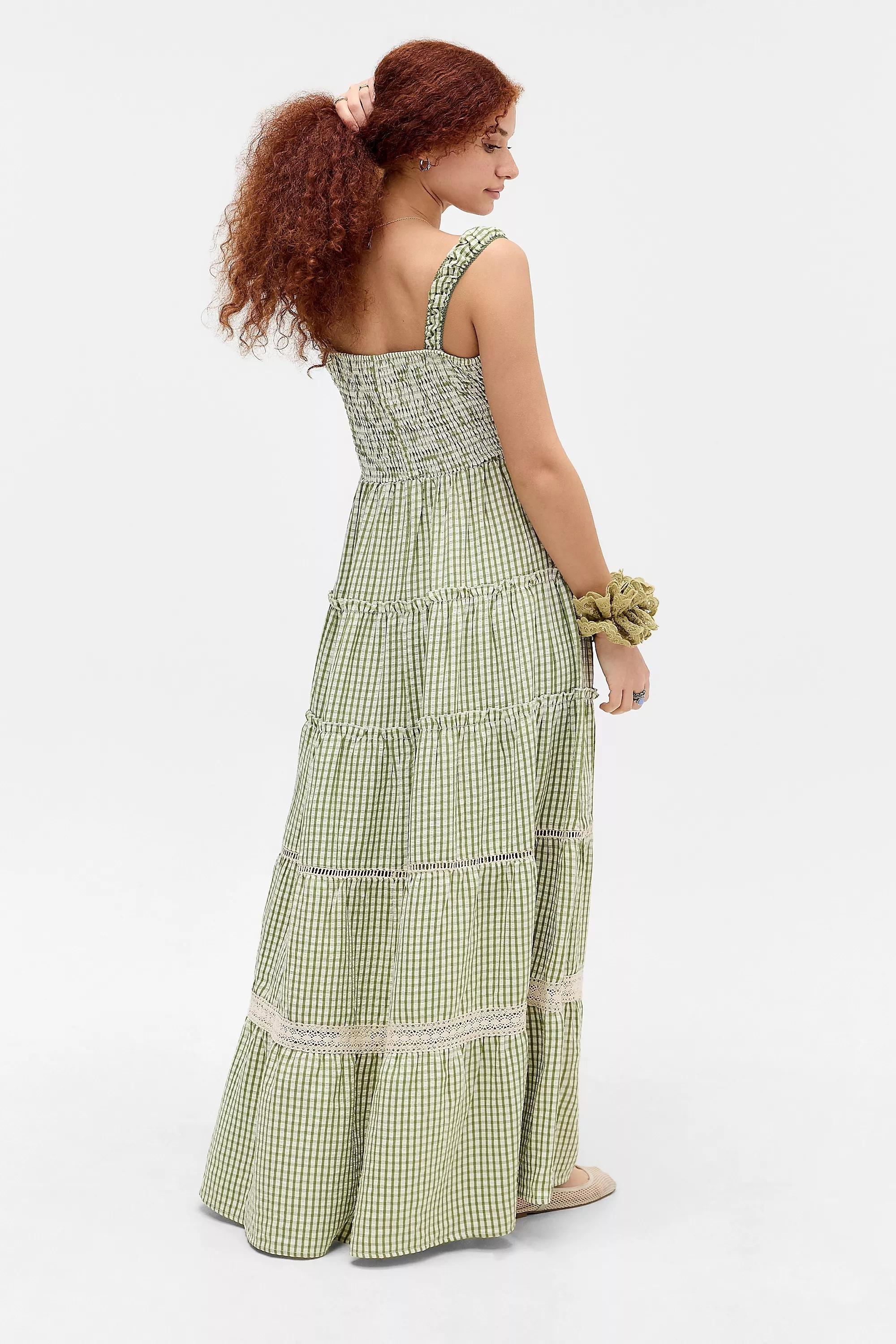 Green Checked Milkmaid Dress, , large image number 3