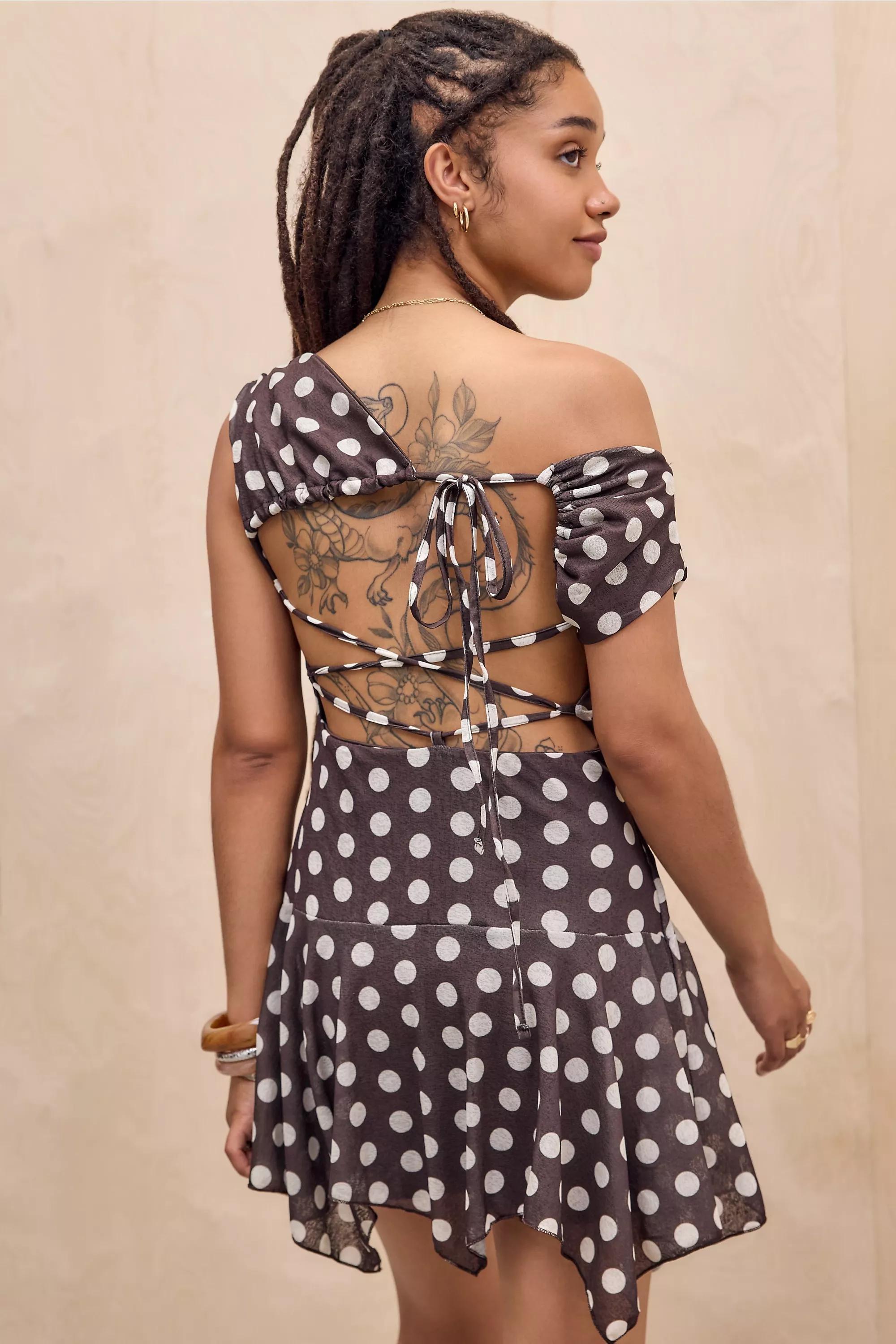 BROWN Silence + Noise Alyssa Backless Mesh Mini Dress, BRN, large image number 1