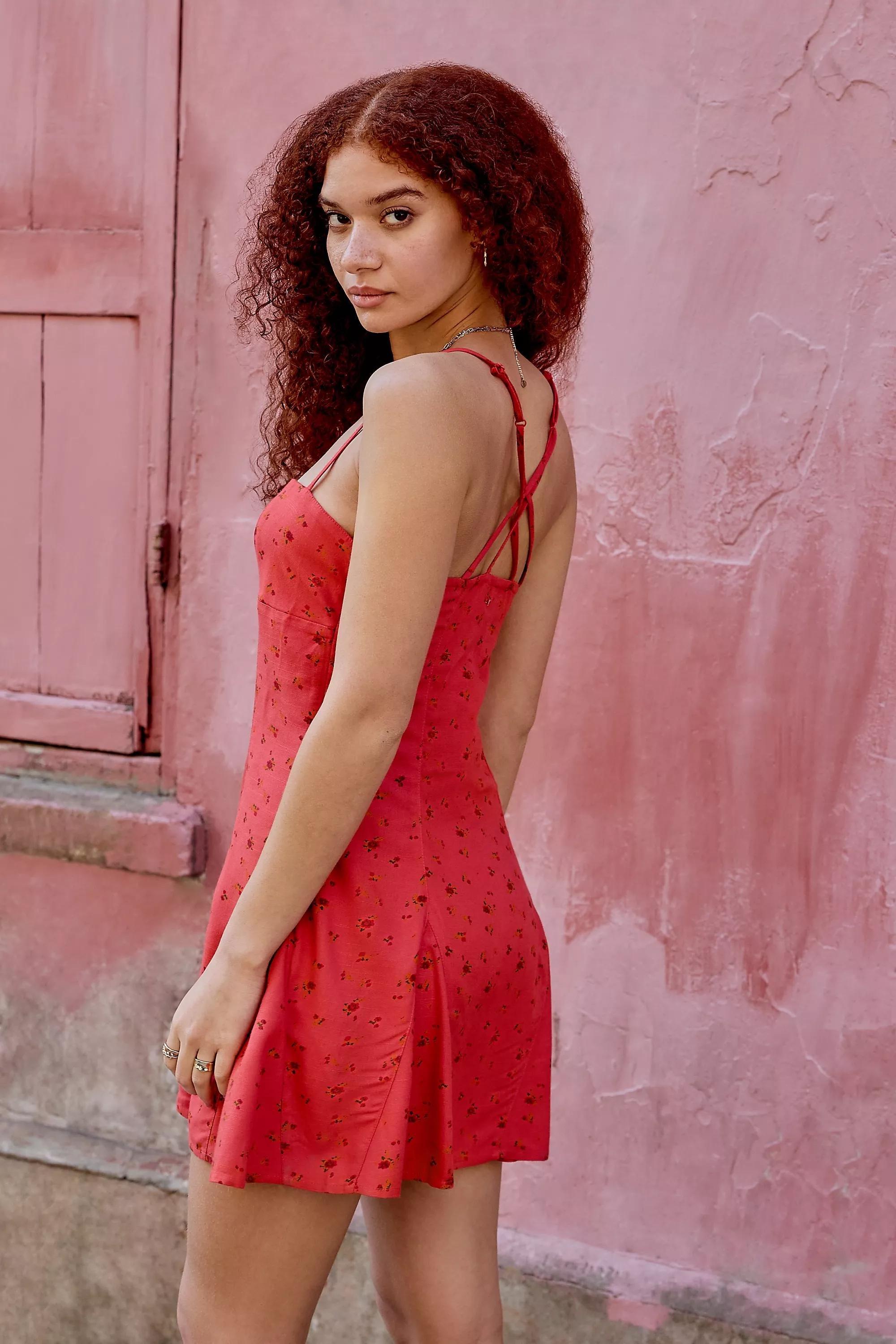Red Kimchi Blue Strappy Mini Slip Dress, , large image number 3
