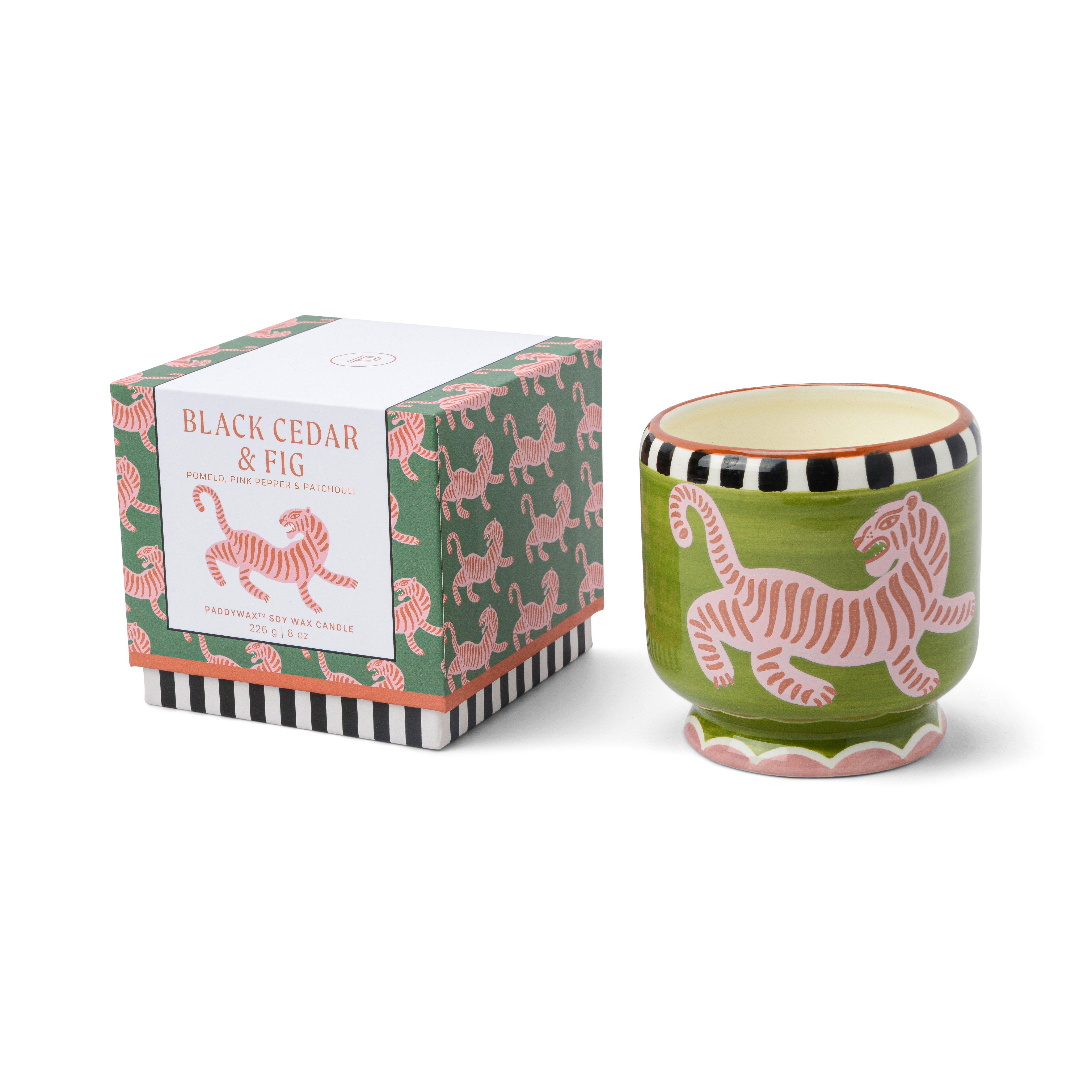Adopo 8 oz./226g Tiger Ceramic Candle - Black Cedar & Fig Boxed ,Multicolour, A322_06EU, large image number 1