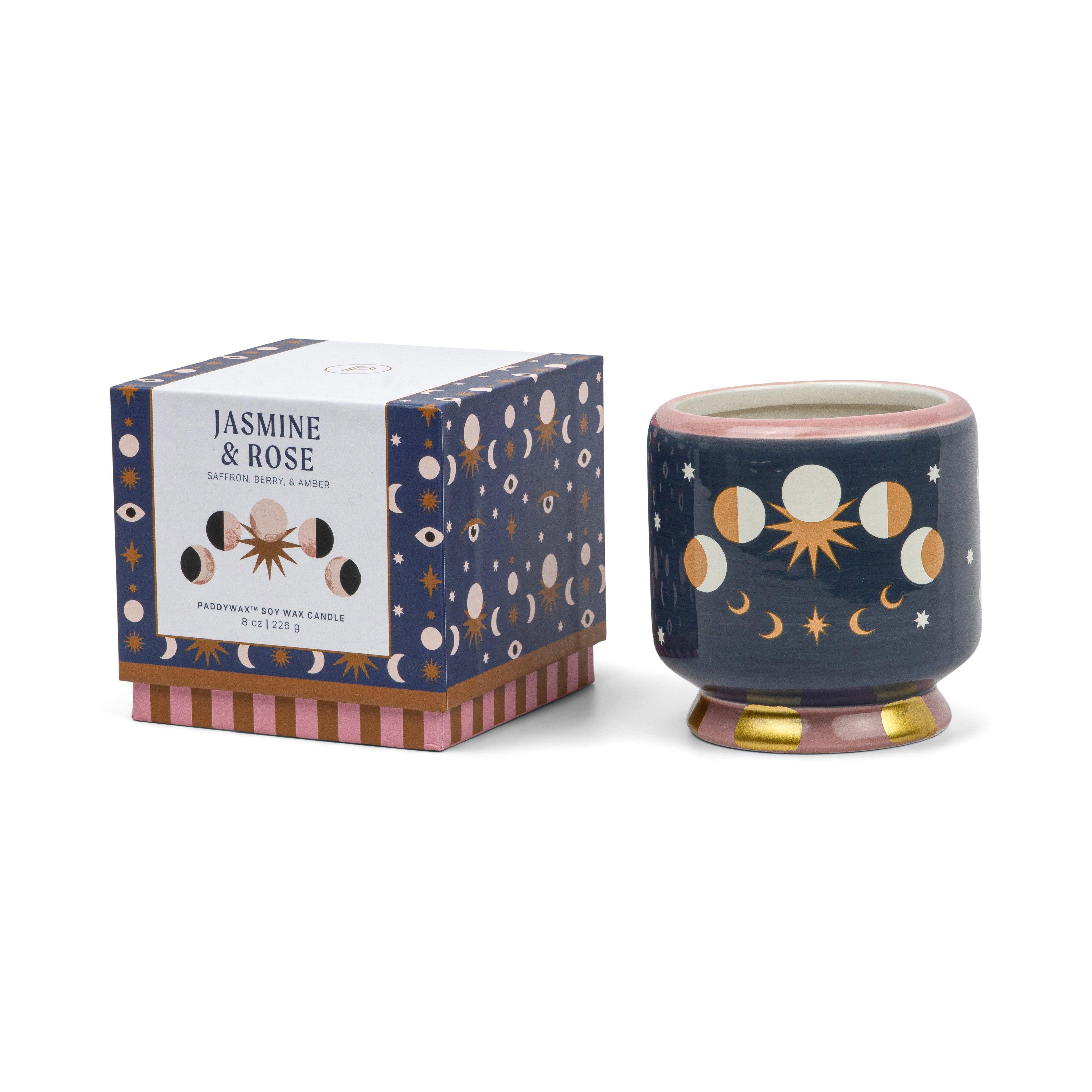 Adopo 8oz./226g Moon Phases Ceramic Candle - Jasmine & Rose ,Multicolour, A322_08EU, large image number 1
