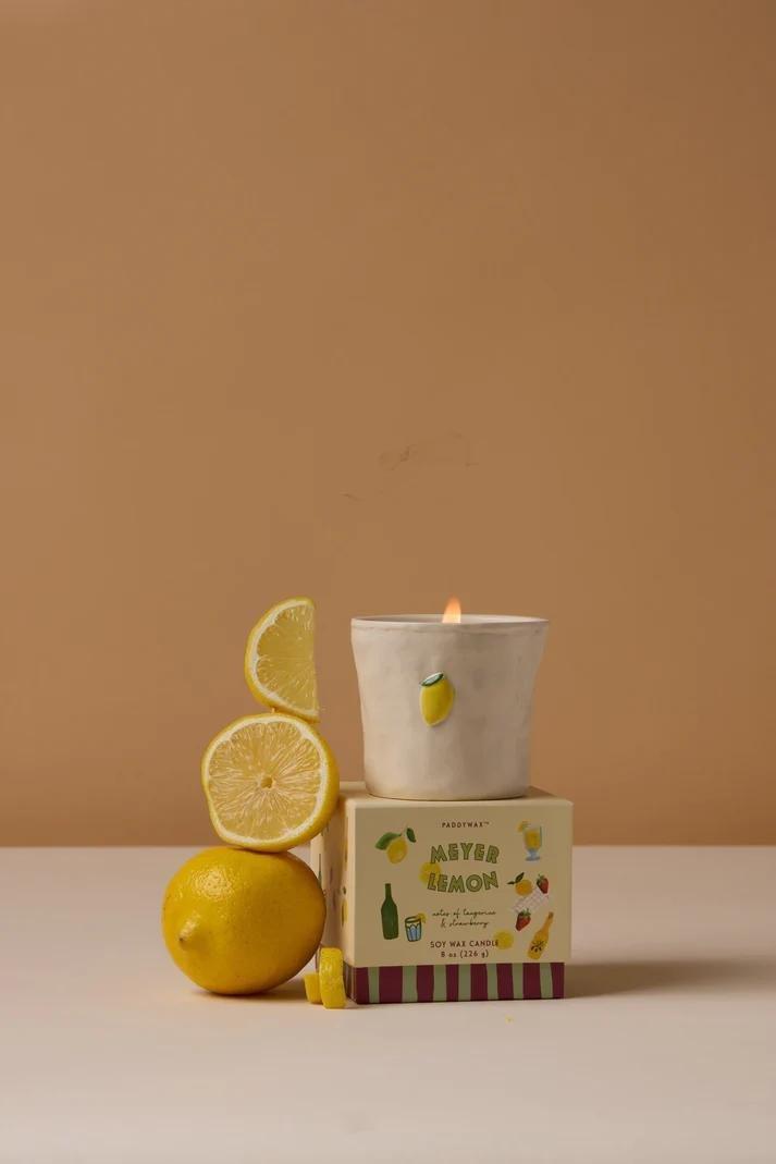 Beige Meyer Lemon Bistro 8Oz/226G Ceramic Candle, Urban Outfitters X Little Birdy, A322_137, large image number 1