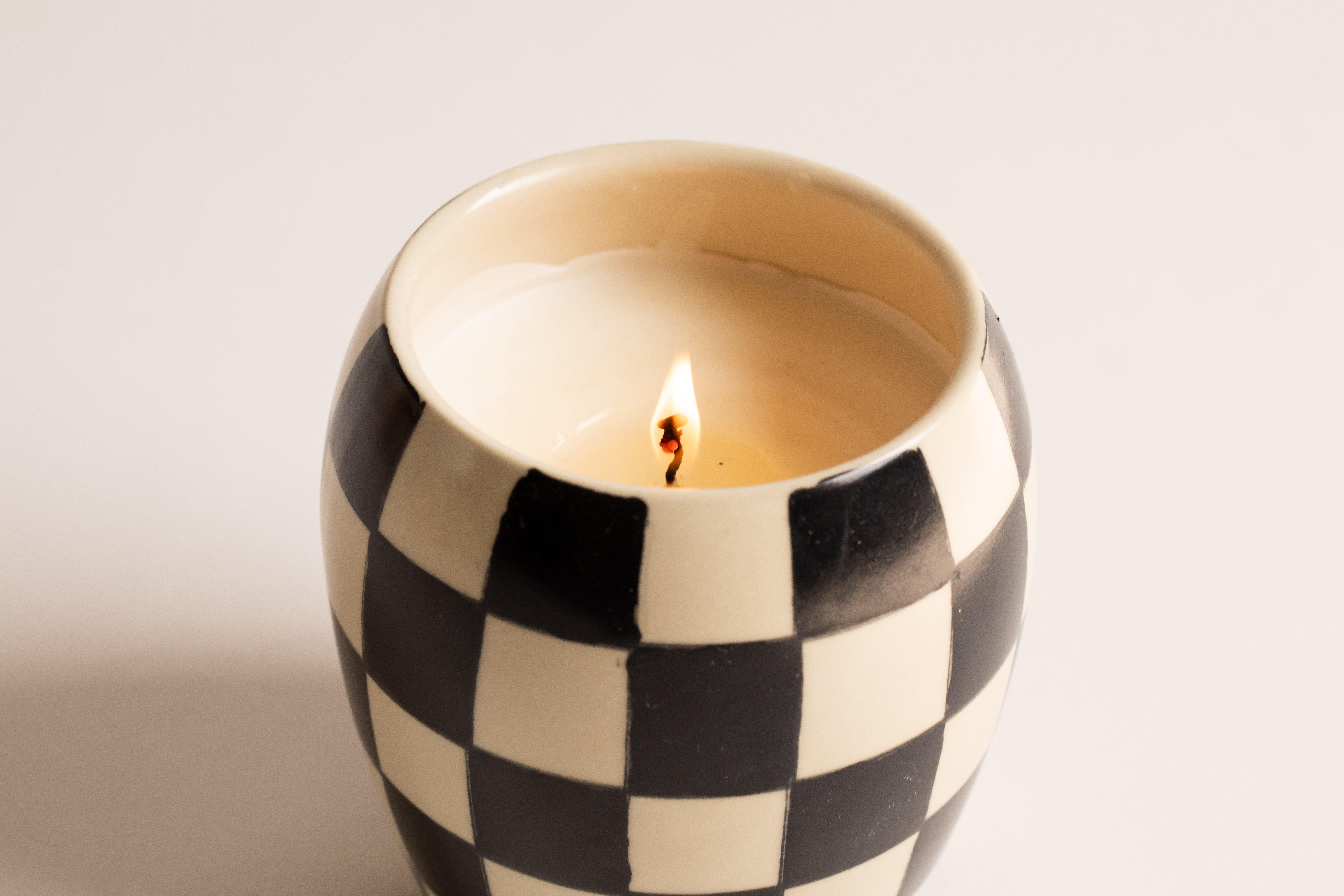 Checkmate 311g Black Checkered Porcelain Vessel with Dustcover - Black Fig + Olive ,Multicolour, A322_01EU, medium
