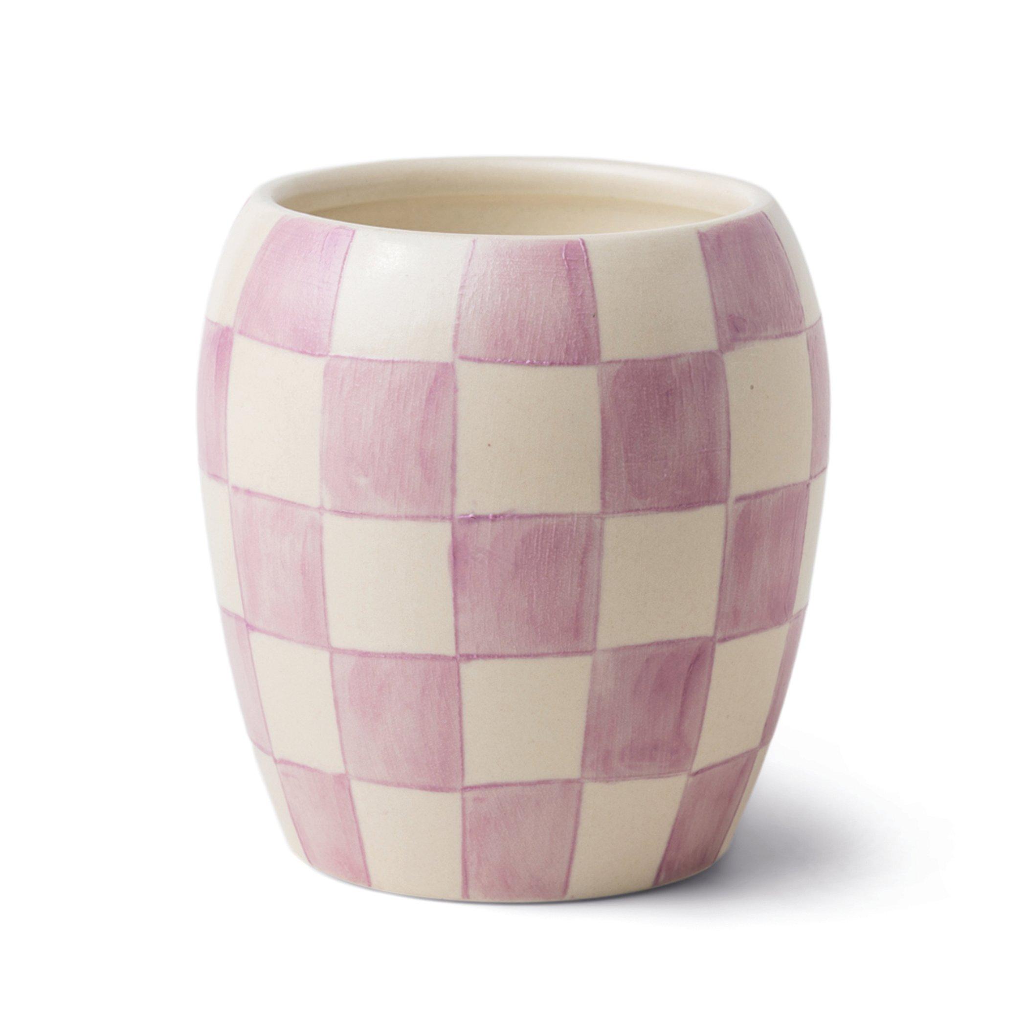 Checkmate 311g Lilac Checkered Porcelain Vessel with Dustcover - Lavender + Mimosa ,Multicolour, A322_02EU, medium