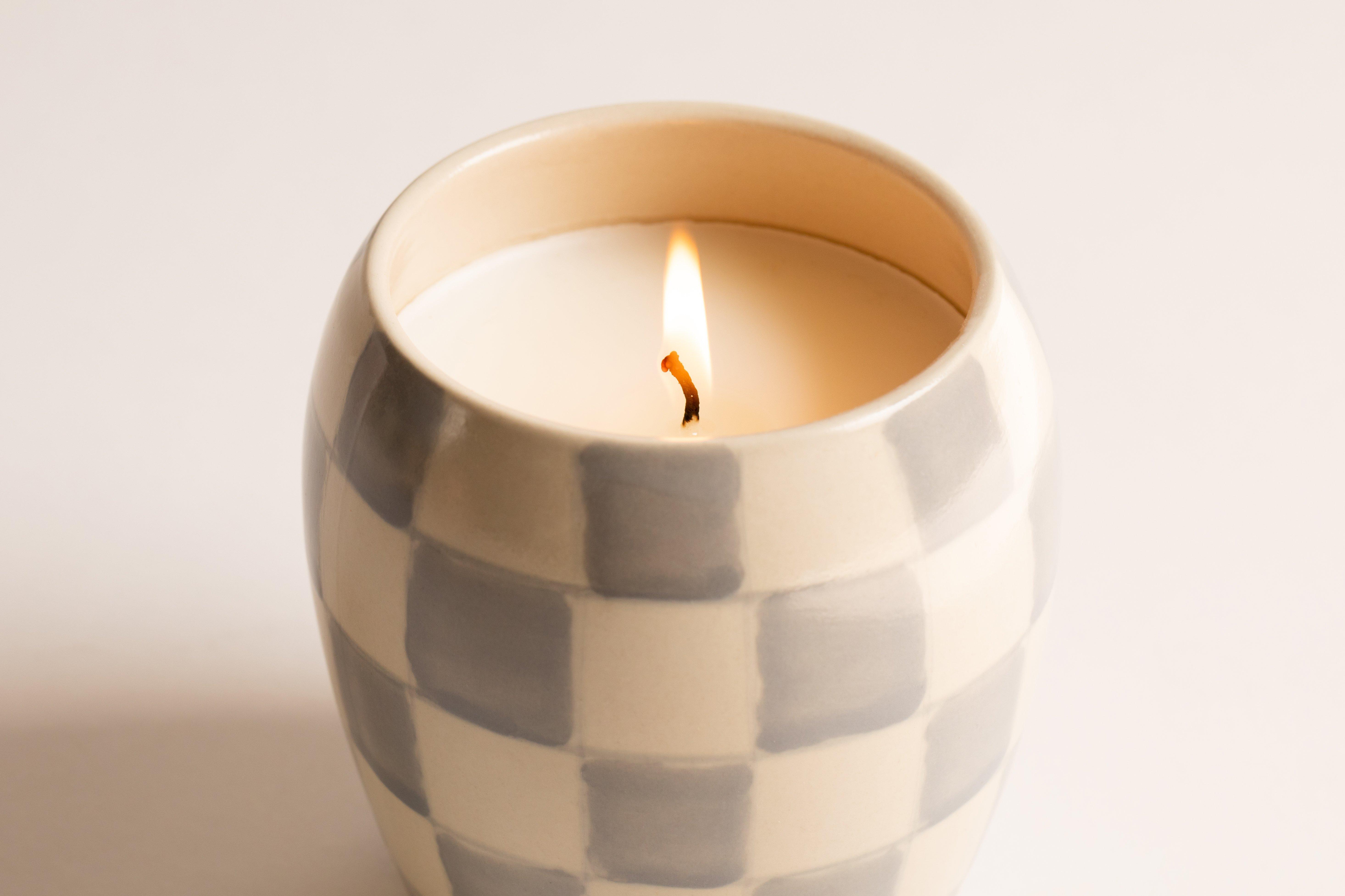 Checkmate 311g Light Blue Checkered Porcelain Vessel With Dustcover - Cotton + Teak ,Multicolour, A322_03EU, large image number 2