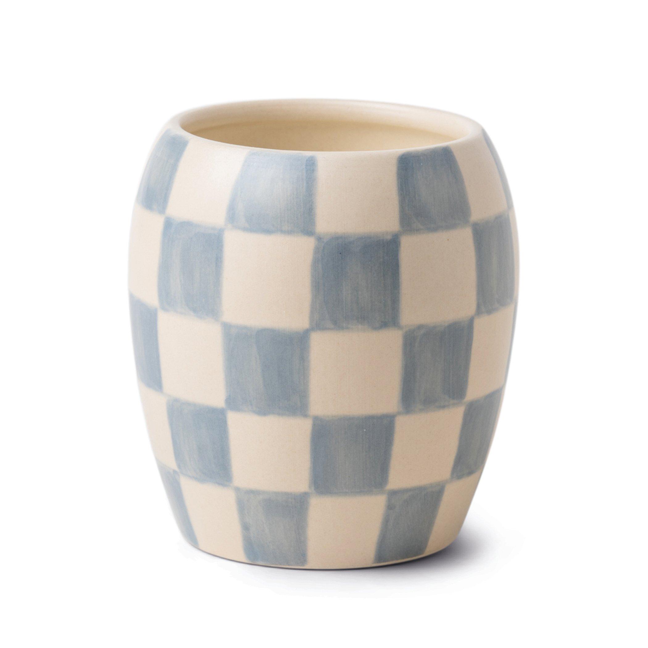 Multicolor Checkmate 311G Light Blue Checkered Porcelain Vessel With Dustcover - Cotton + Teak, A322_101, large image number 1