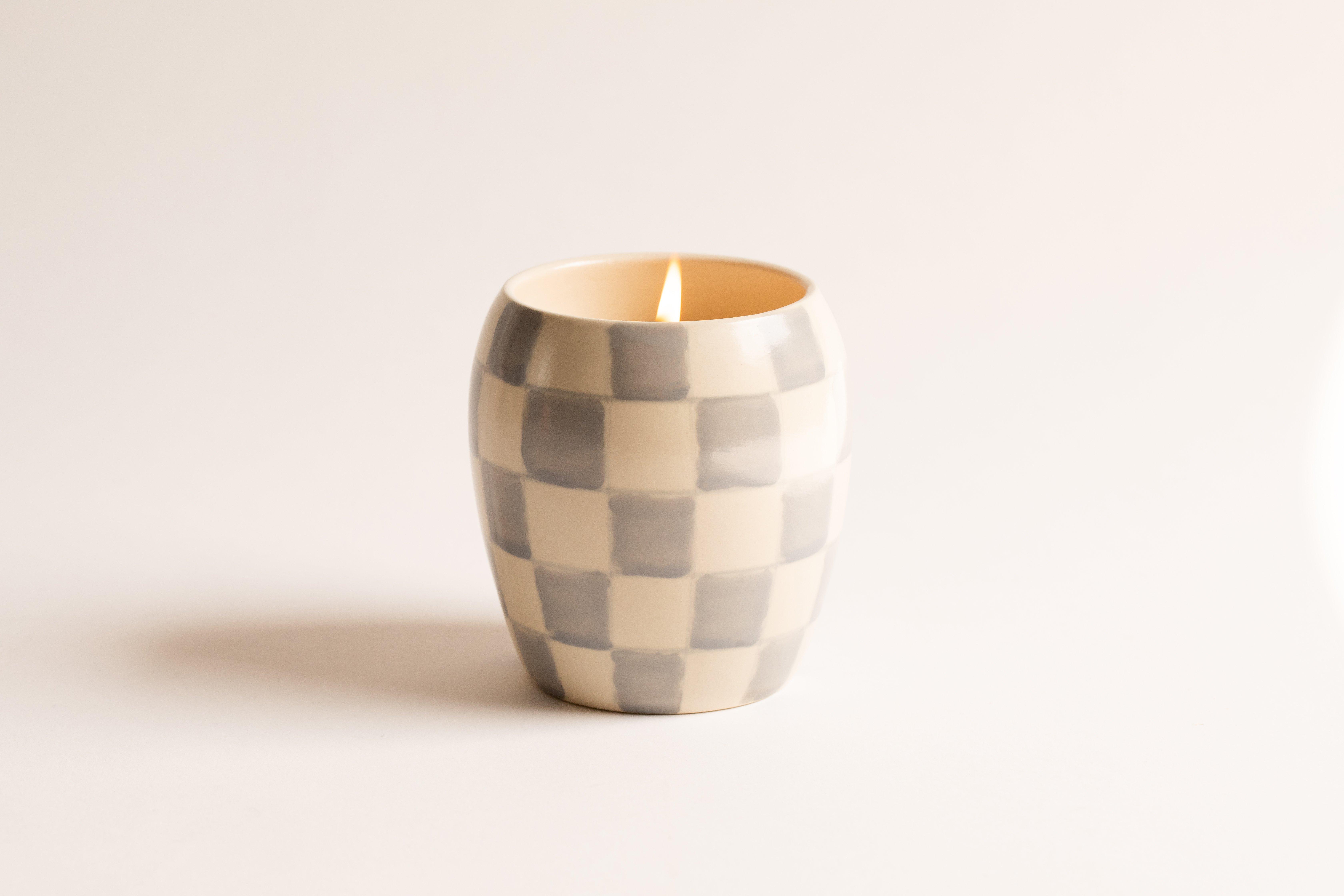 Multicolor Checkmate 311G Light Blue Checkered Porcelain Vessel With Dustcover - Cotton + Teak, A322_101, large image number 2