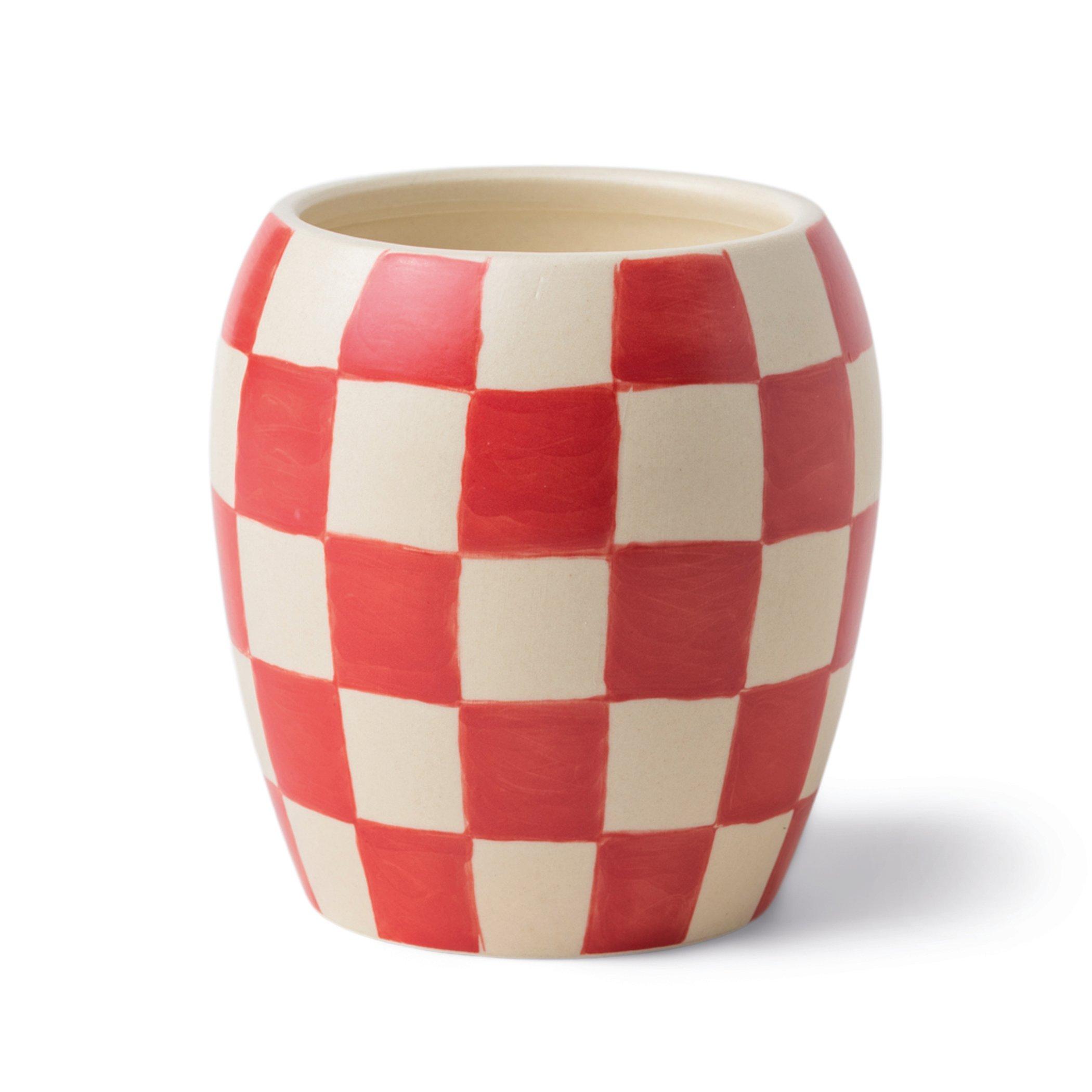 Multicolor Checkmate 311G Red Checkered Porcelain Vessel With Dustcover - Rose + Santal, A322_RED, large image number 0