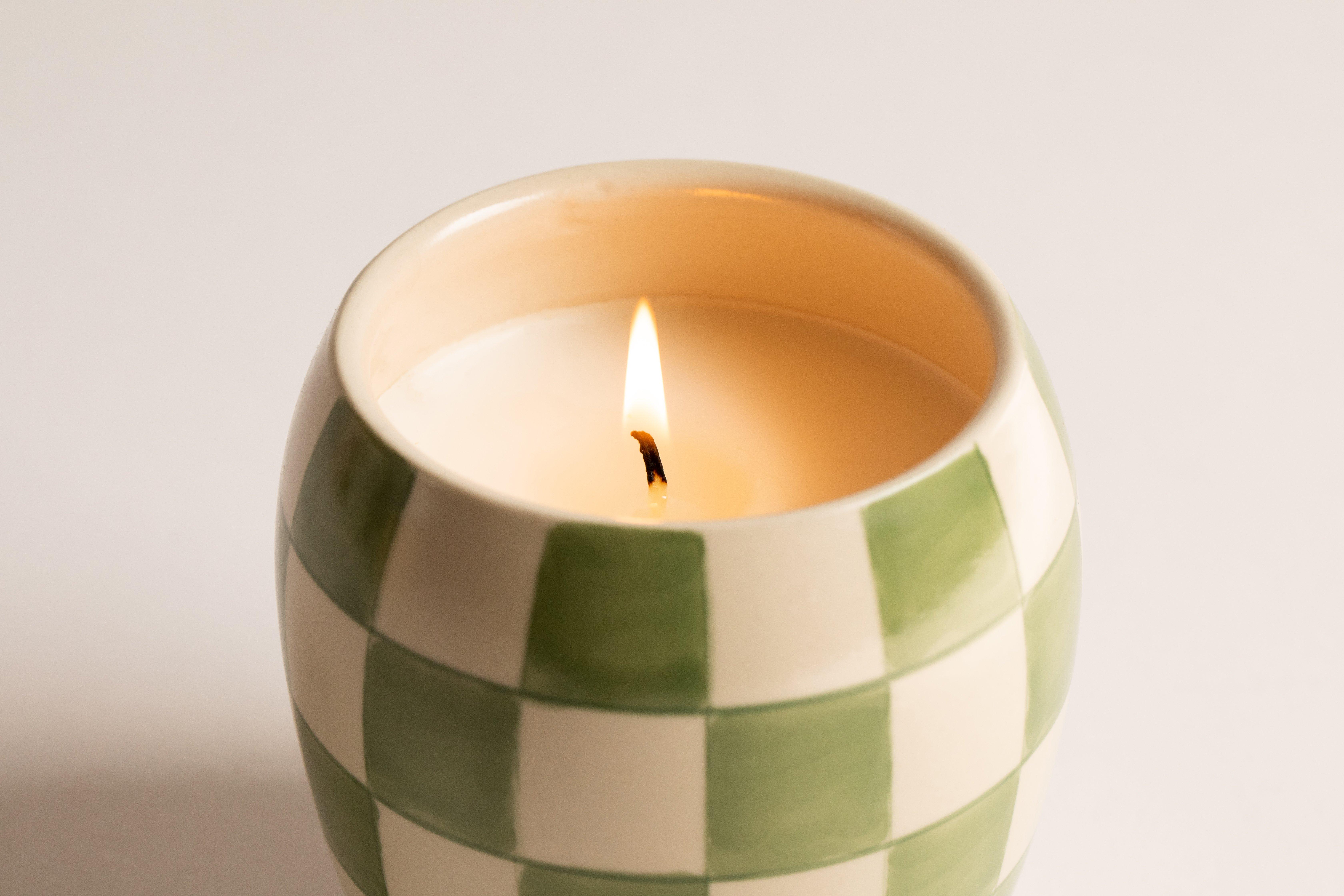 Checkmate 311g Sage Checkered Porcelain Vessel With Dustcover - Cactus Flower ,Multicolour, A322_05EU, medium