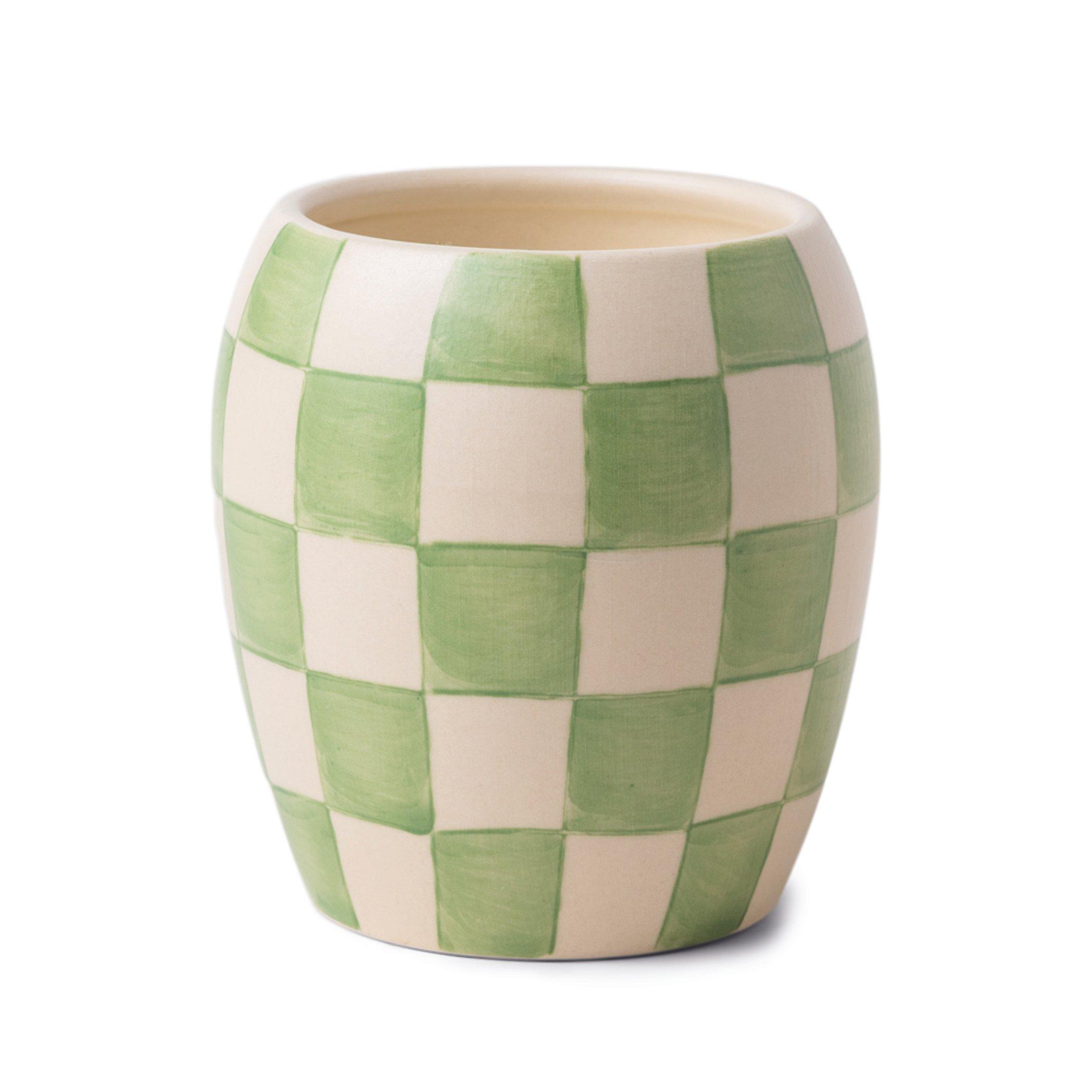 Multicolor Checkmate 311G Sage Checkered Porcelain Vessel With Dustcover - Cactus Flower, A322_1099EU, medium
