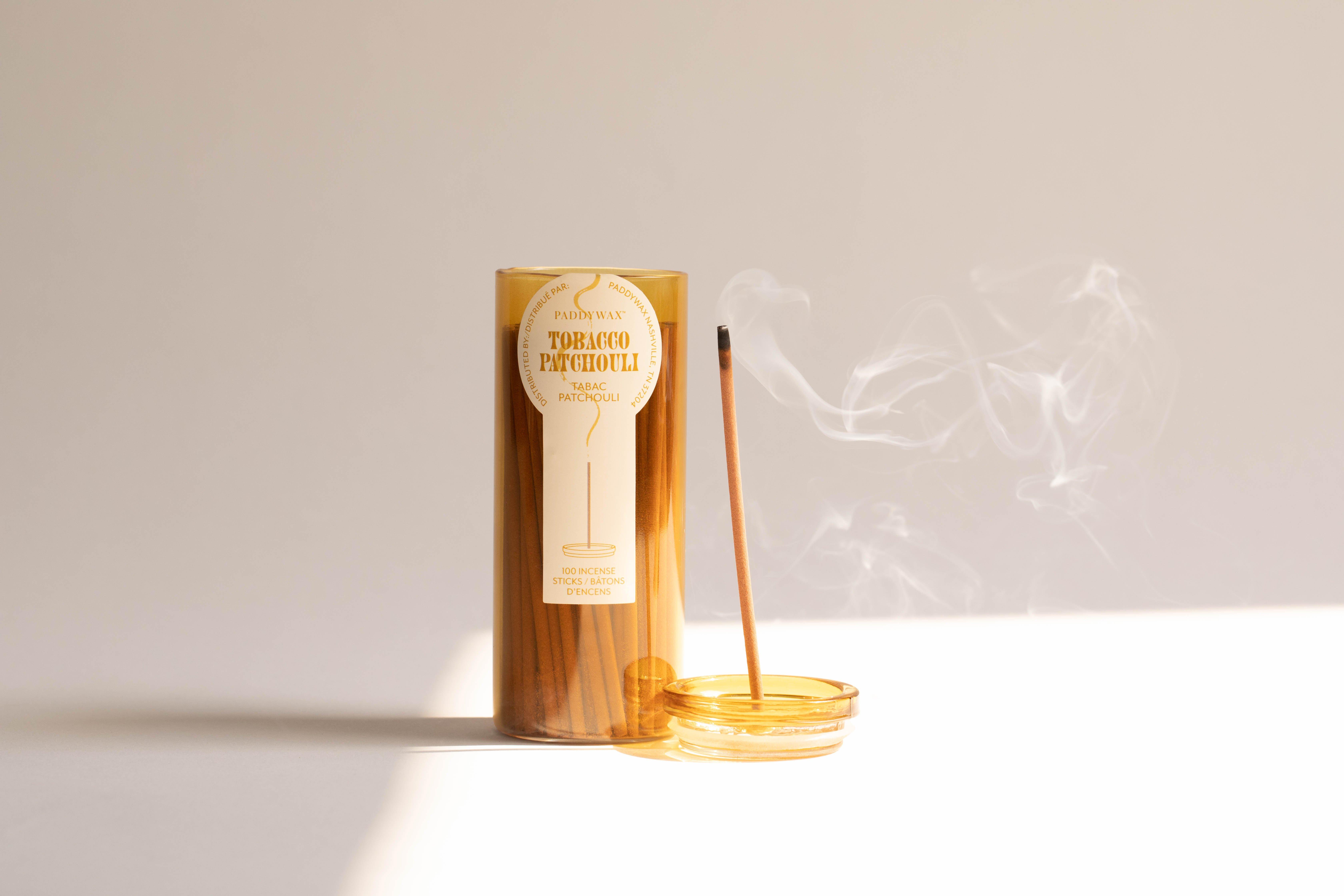 Incense 100 Sticks With Transparent Milky Glass Ochre Jar + Transparent Lid Tobacco Patchouli ,Multicolour, A322_05EU, large image number 1