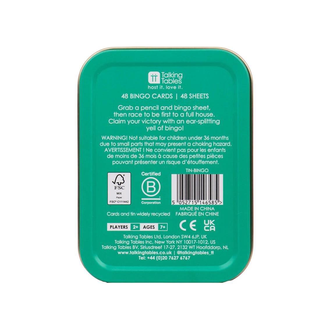 Green Bingo Bingo Tin Game. H11CmXW8.2CmXD2.6Cm, Urban Outfitters X Little Birdy, A322_144, large image number 2