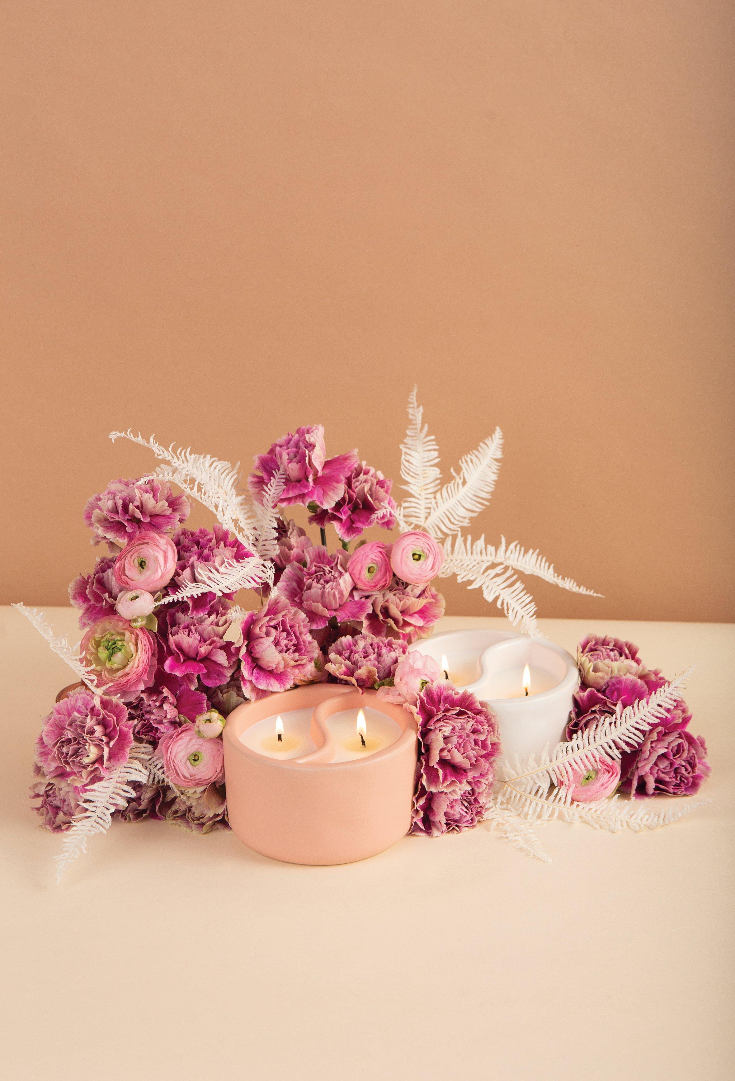 Multicolor Yin-Yang Ceramic Candle 11 Oz./311G - Dusty Pink - Cactus Flower/Watermint, A322_1102EU, large image number 2