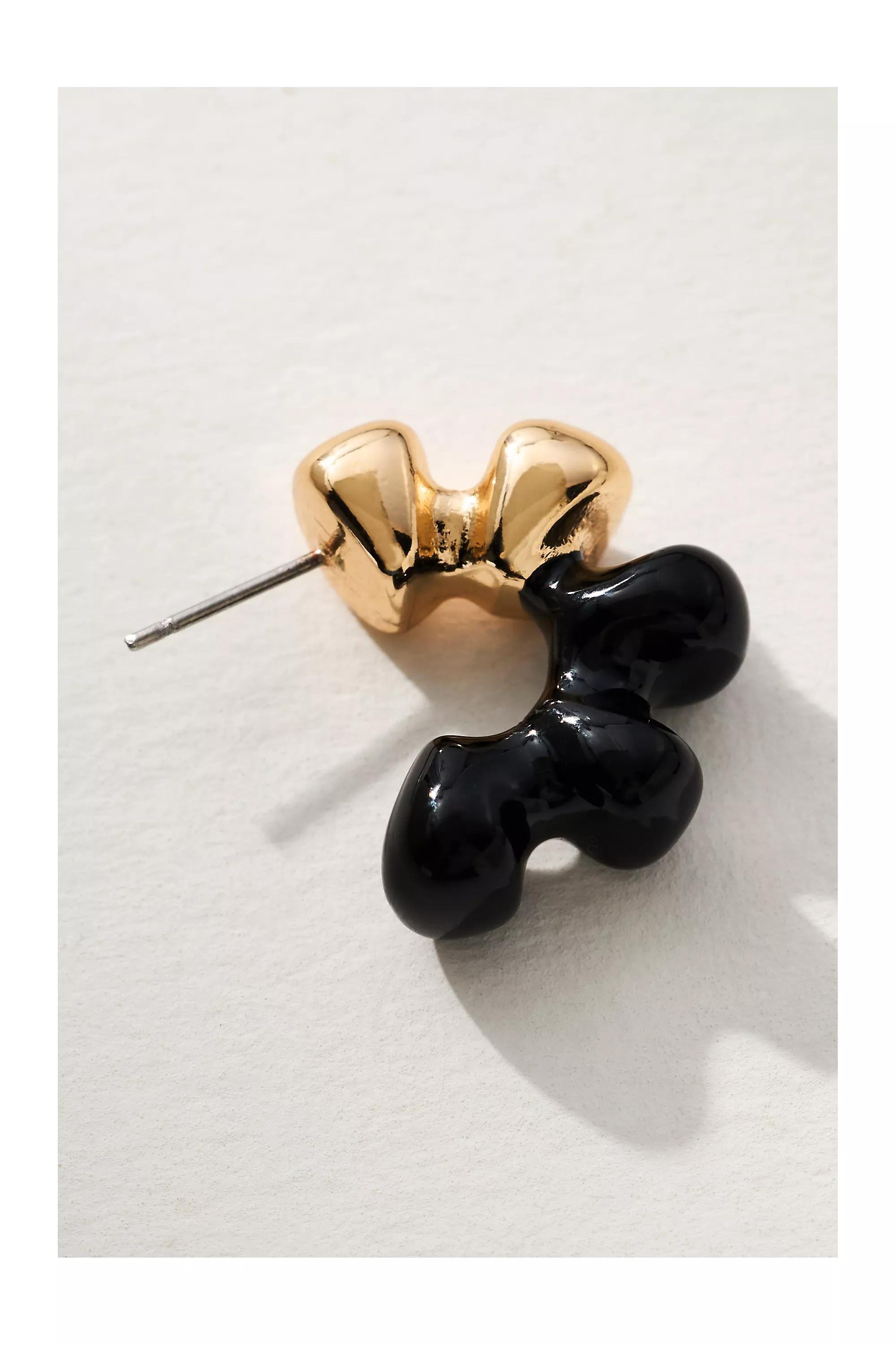 Enamel-Dipped Metal Hoop Earrings, Black, A501_0001, large image number 3