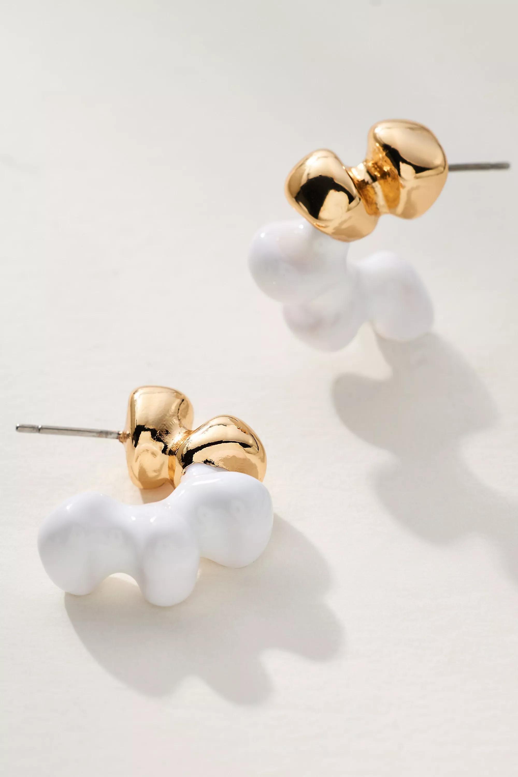 Enamel-Dipped Metal Hoop Earrings, White, A501_0010, large image number 0