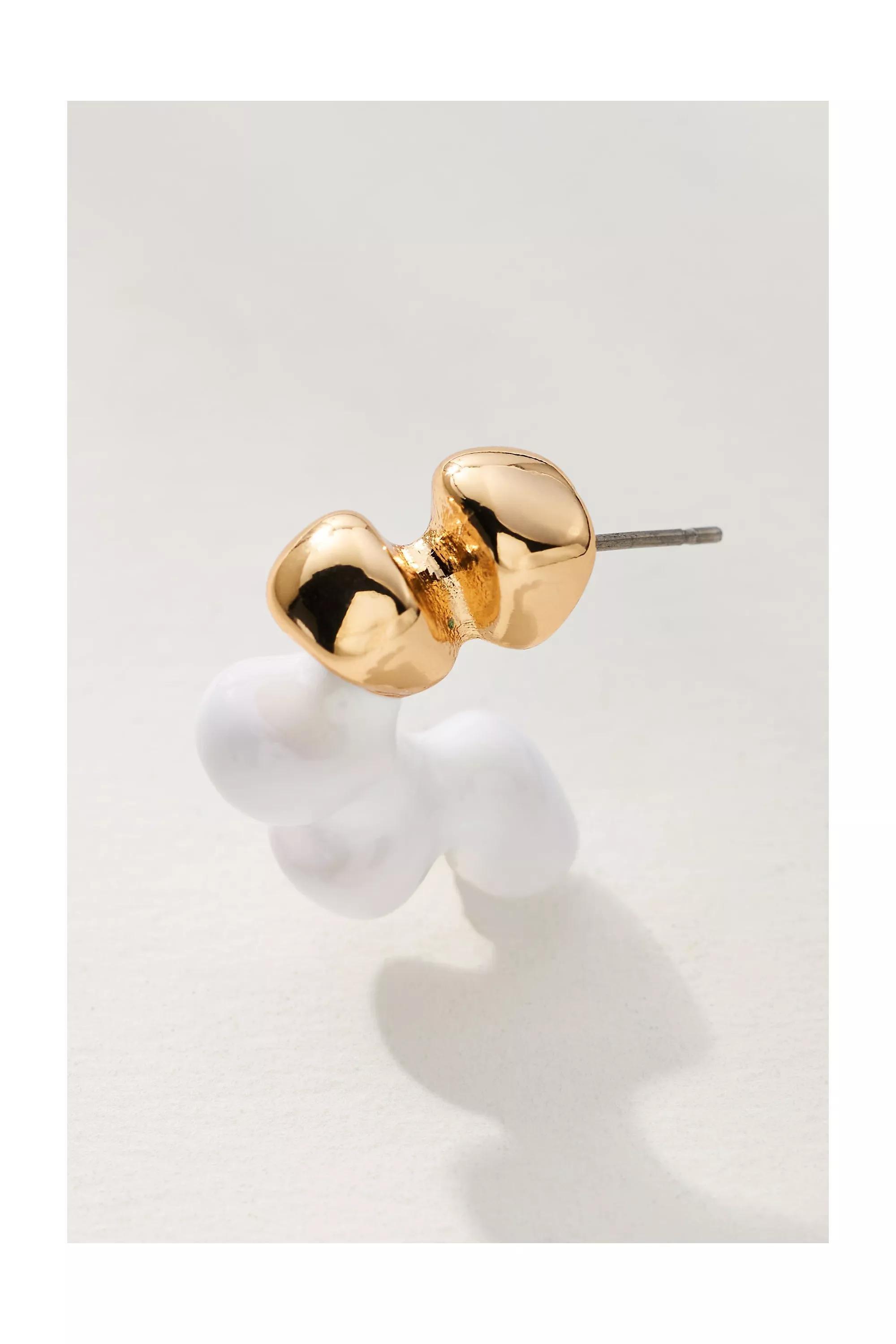 Enamel-Dipped Metal Hoop Earrings, White, A501_0010, large image number 3