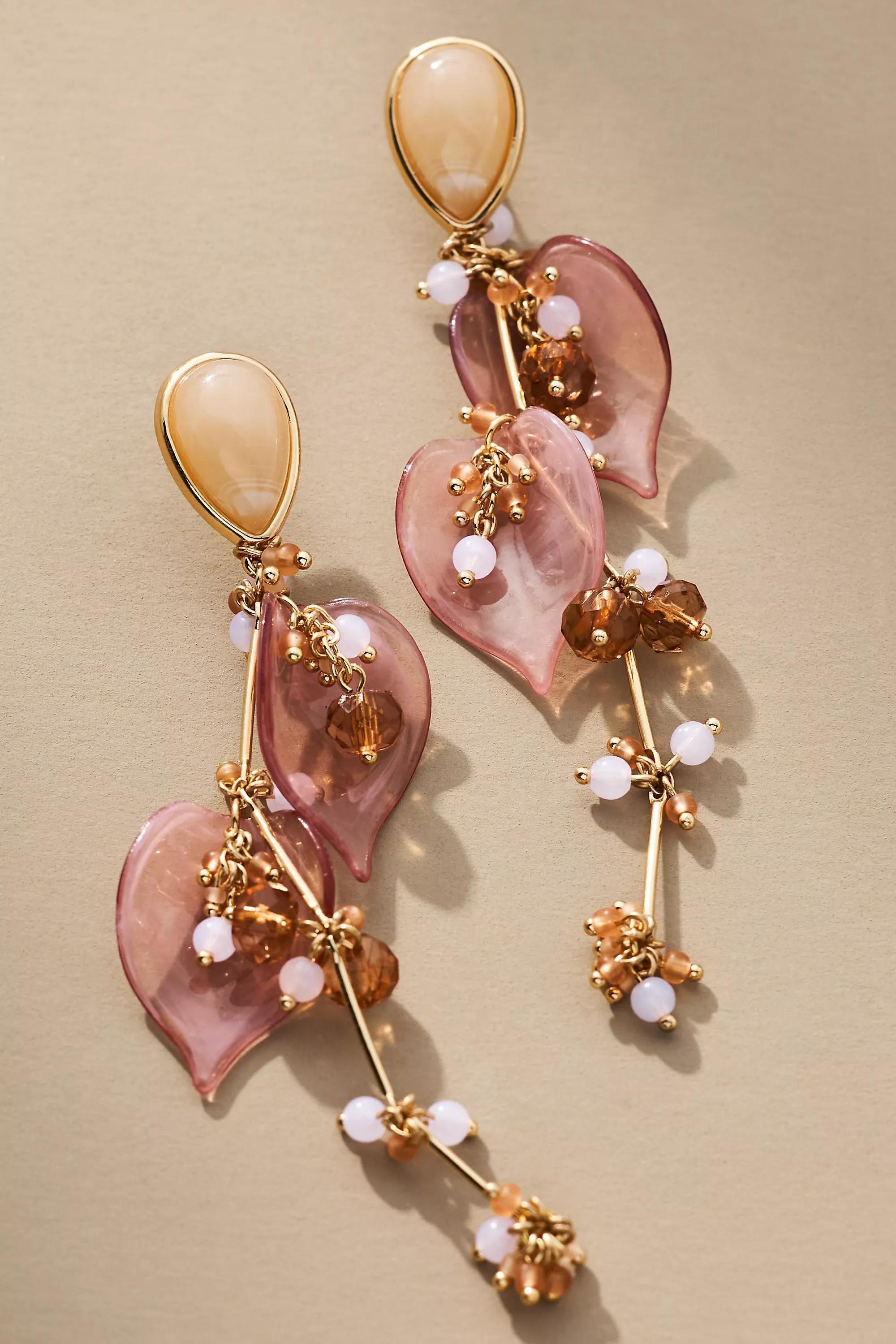 Flutter Floral Drop Earrings, Pink, A501_0066, large image number 1