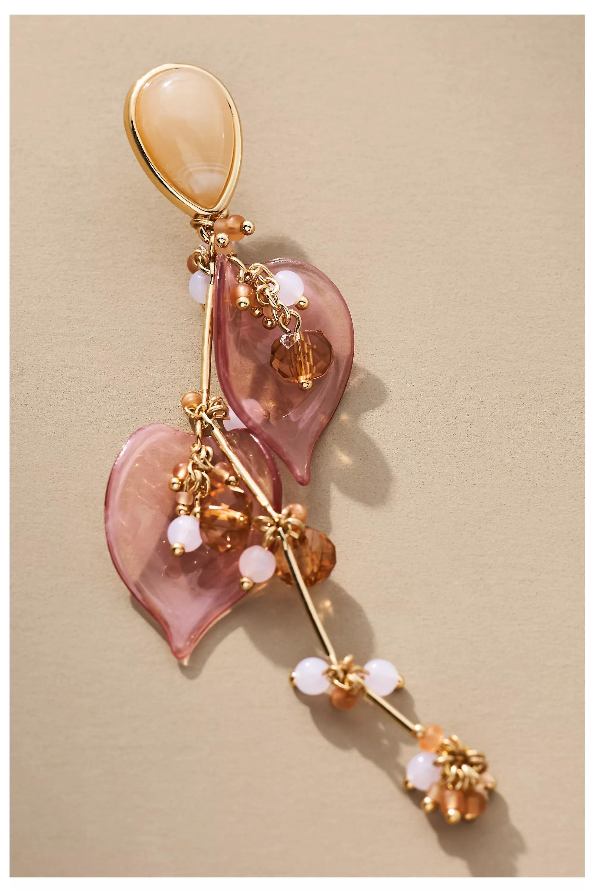 Flutter Floral Drop Earrings, Pink, A501_0066, large image number 2