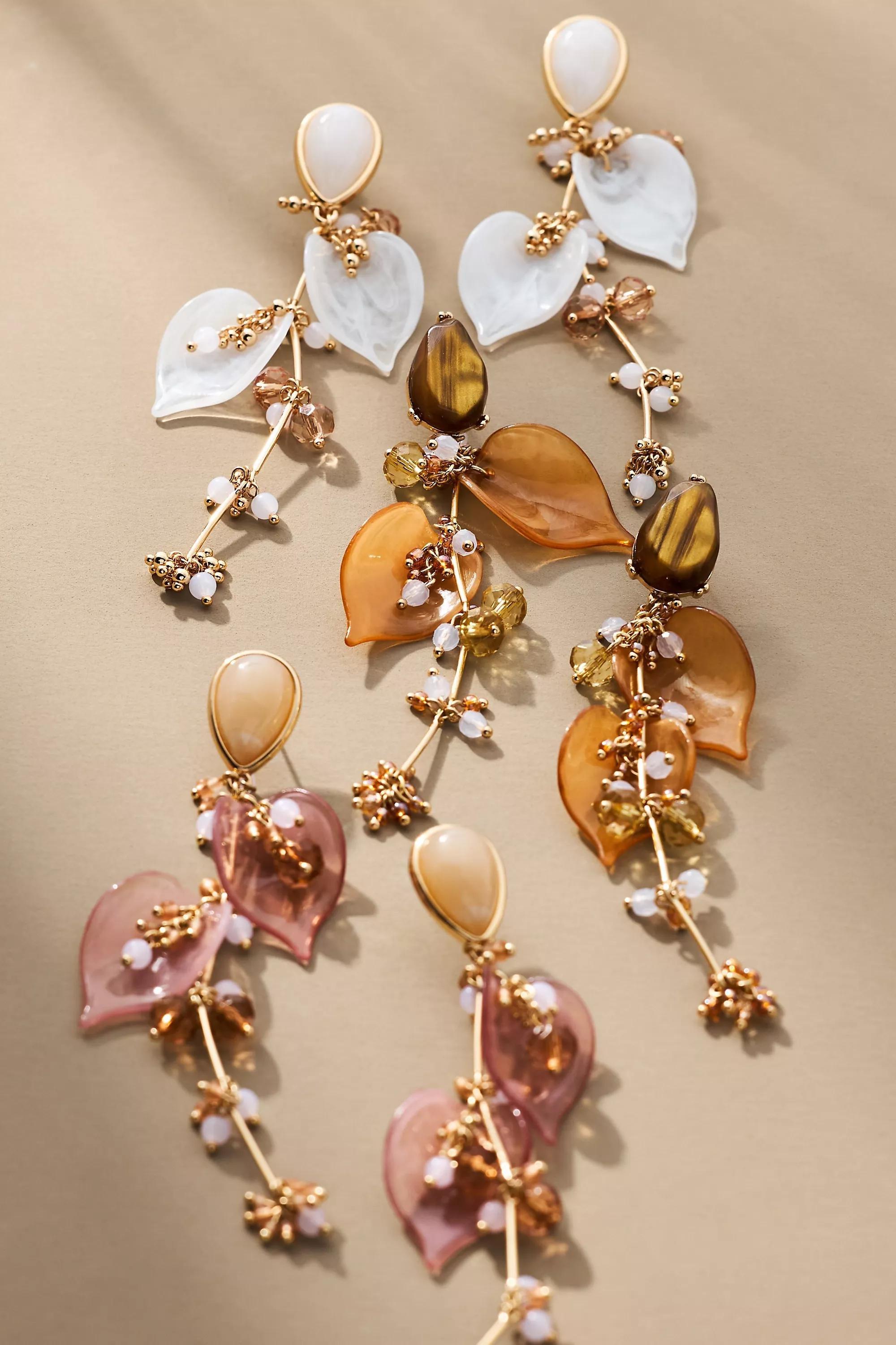 Flutter Floral Drop Earrings, Pink, A501_0066, large image number 3