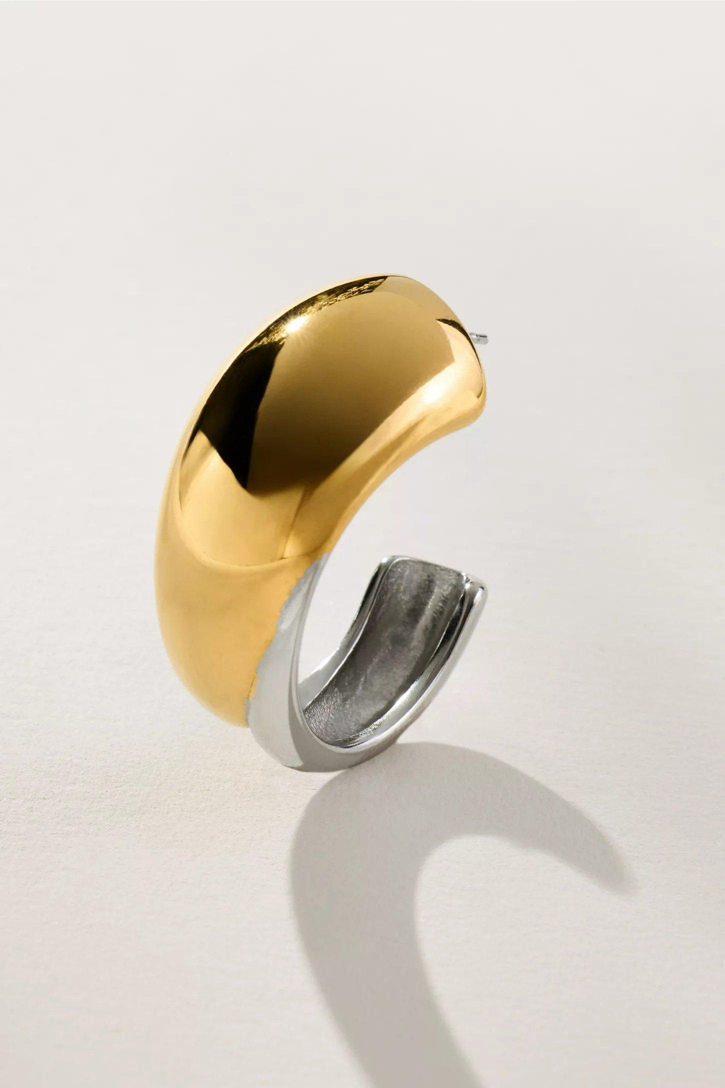 Mixed Metal Wide Hoop Earrings, Multicolour, A501_0000, medium